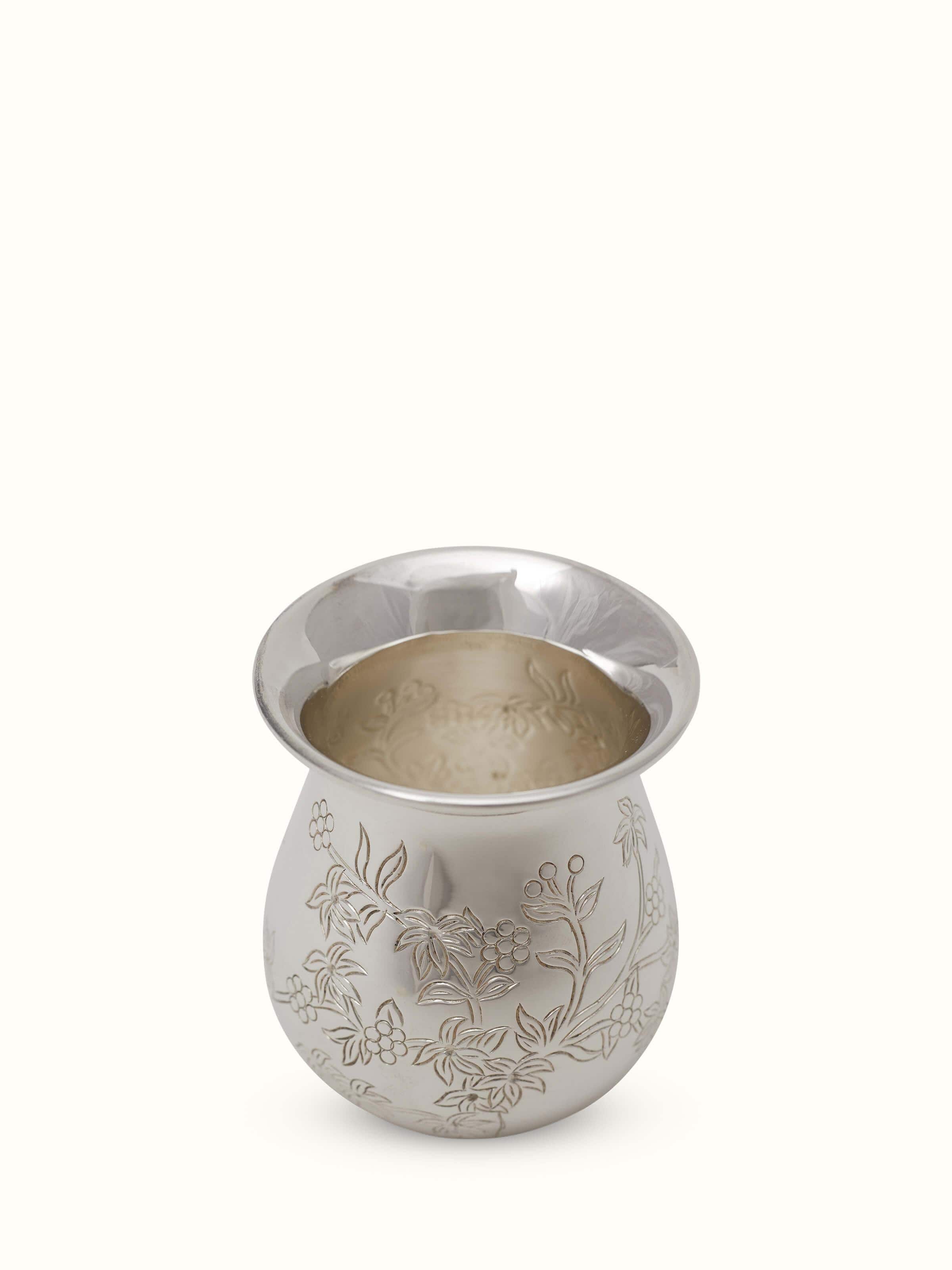 Close-up of Silver Basant Pooja Kalash, showcasing the refined craftsmanship and shine