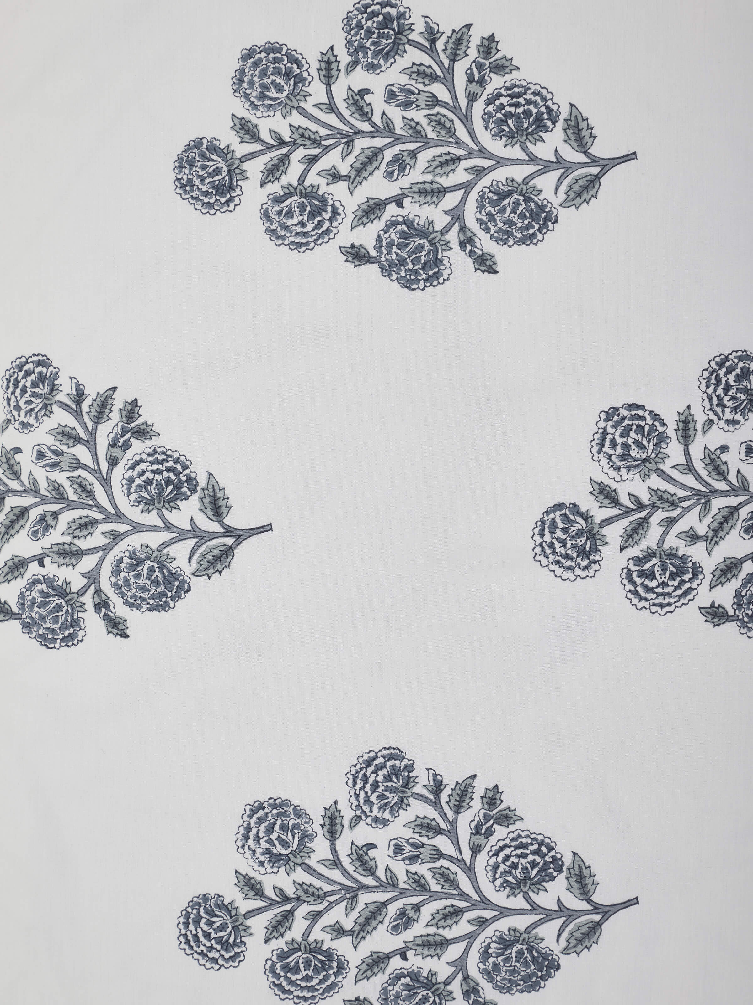 Angled view of Saha Grey Buta Cotton Sanganeri Block Printed Pillow Cases (2 pcs) displaying the overall print and design.