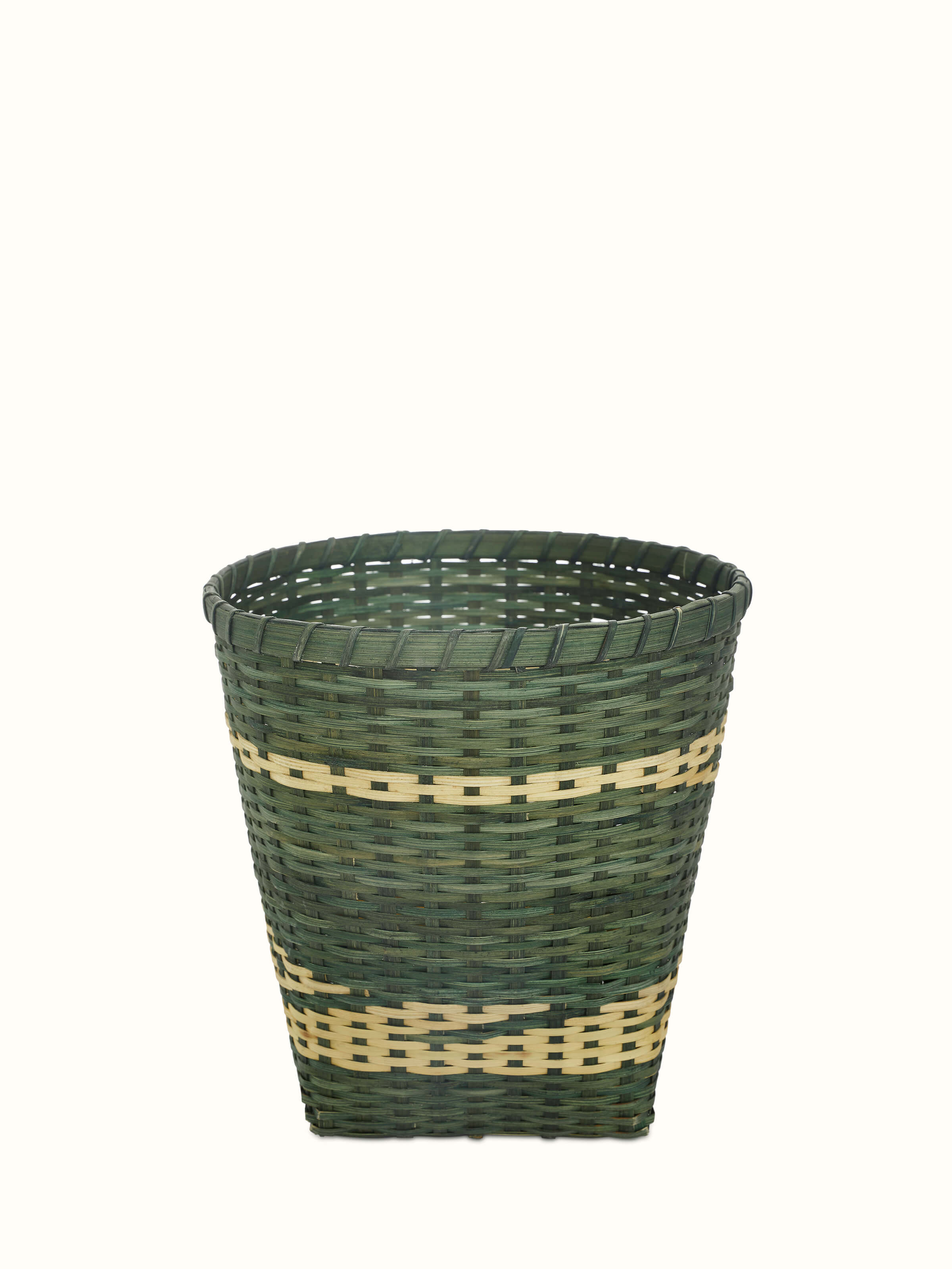 Front view of green Bamboo planter highlighting its natural bamboo texture and vibrant color