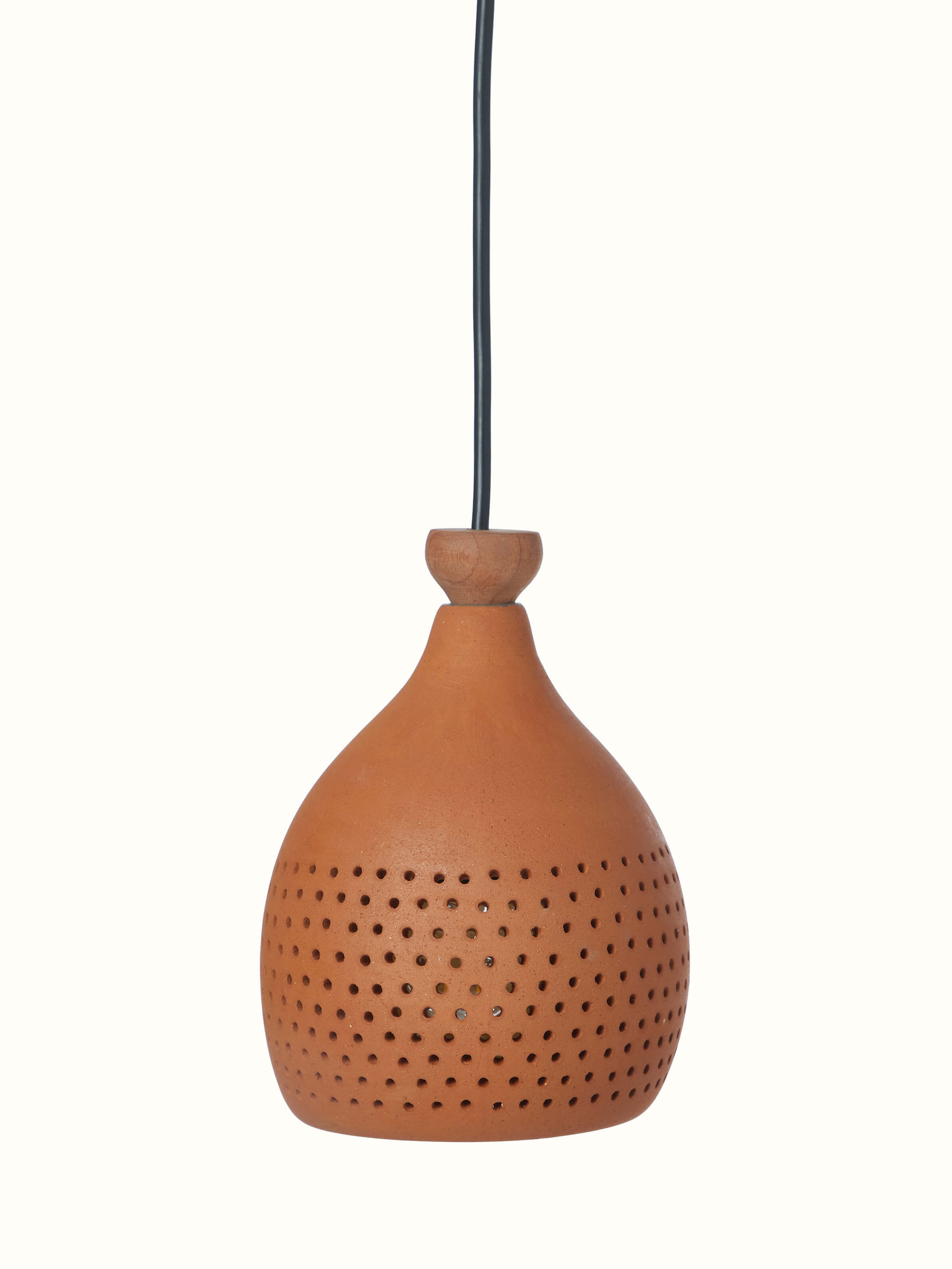Front view of Natural Terracotta Pendant Lights (Small), featuring the rustic terracotta texture and design