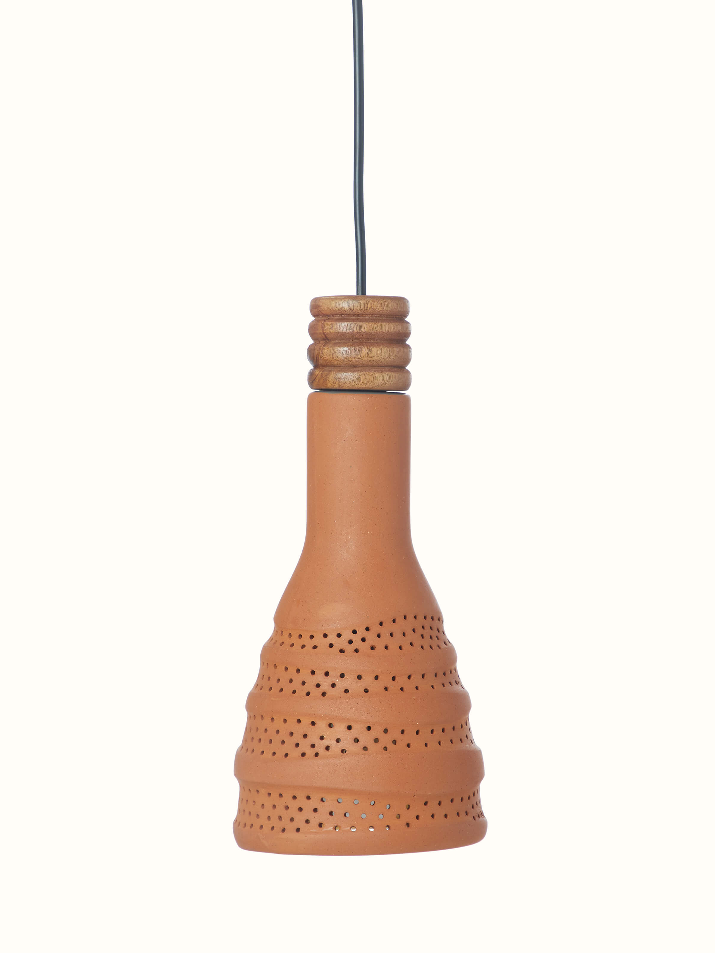 Front view of Terracotta Pendant Lights Tall (2 pcs) displaying the design and color of the pendant lights.