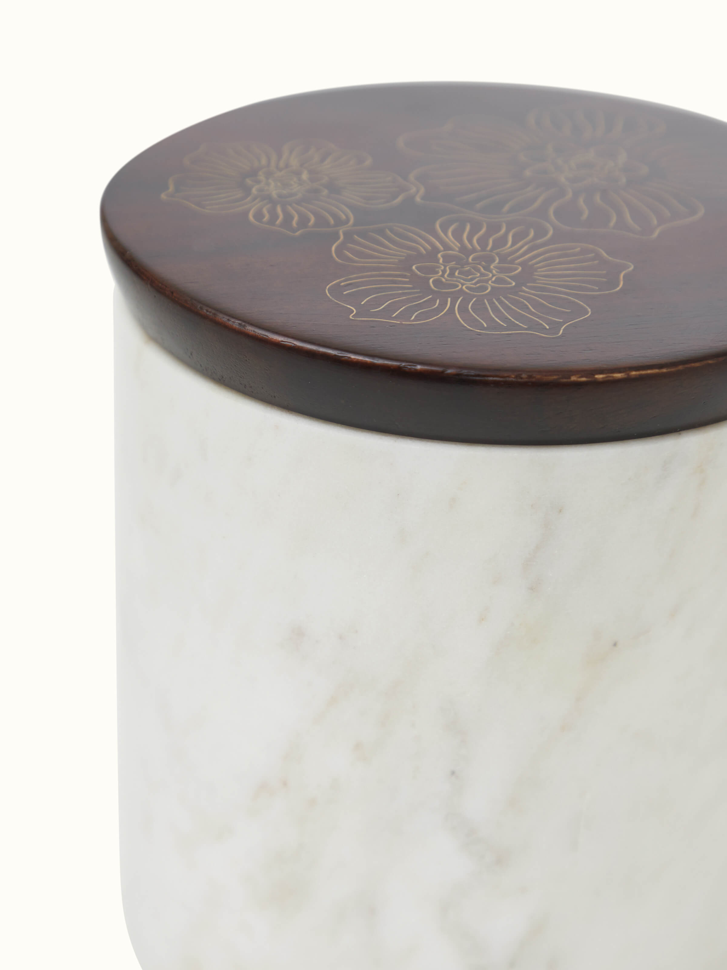 Detailed view of Tarkashi sheesham wood and brass jars showing the fine craftsmanship and traditional artistry.