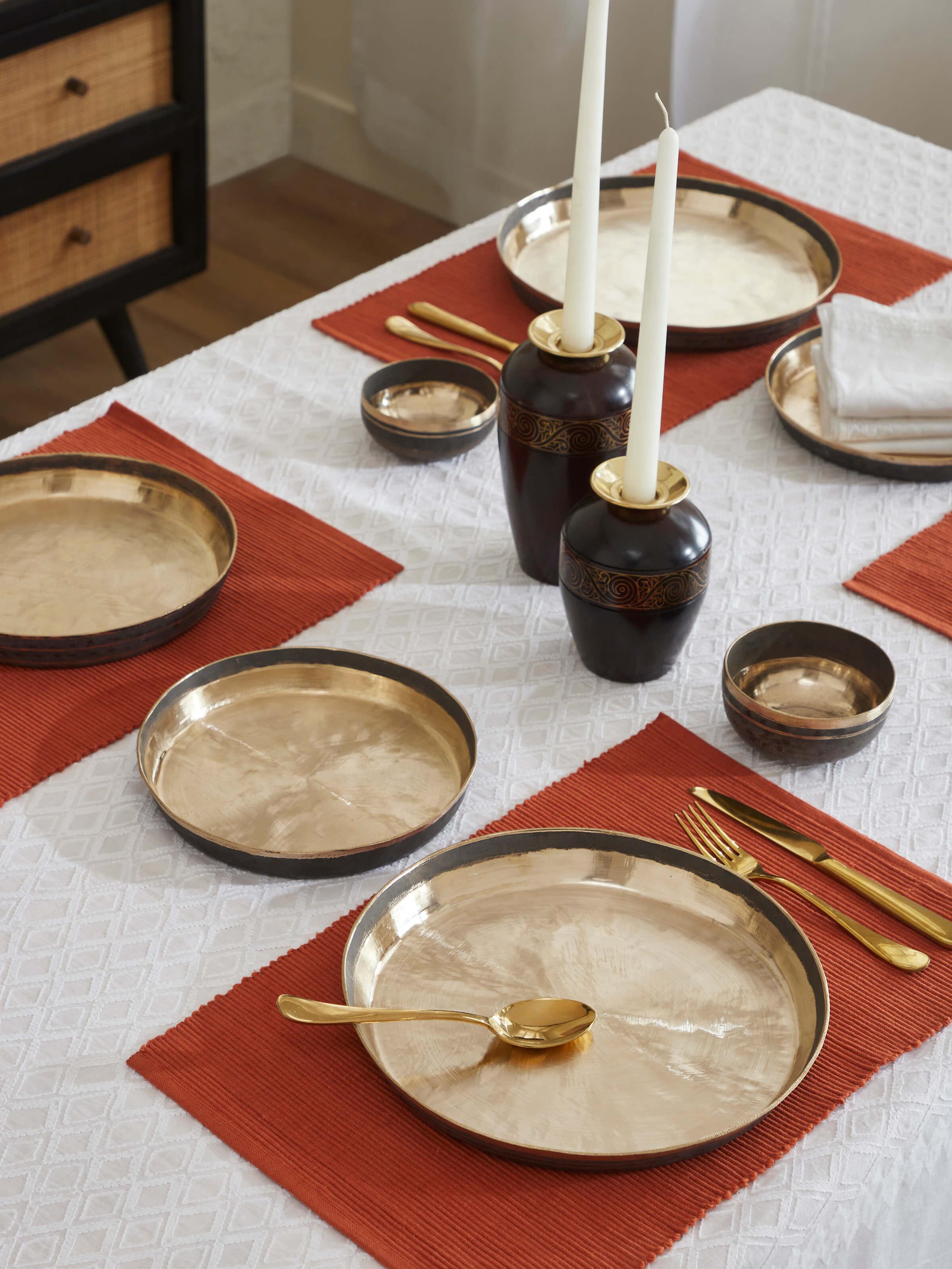 Top view of Bell Metal Dinner Plate (11 inches) revealing its smooth surface and elegant shine.