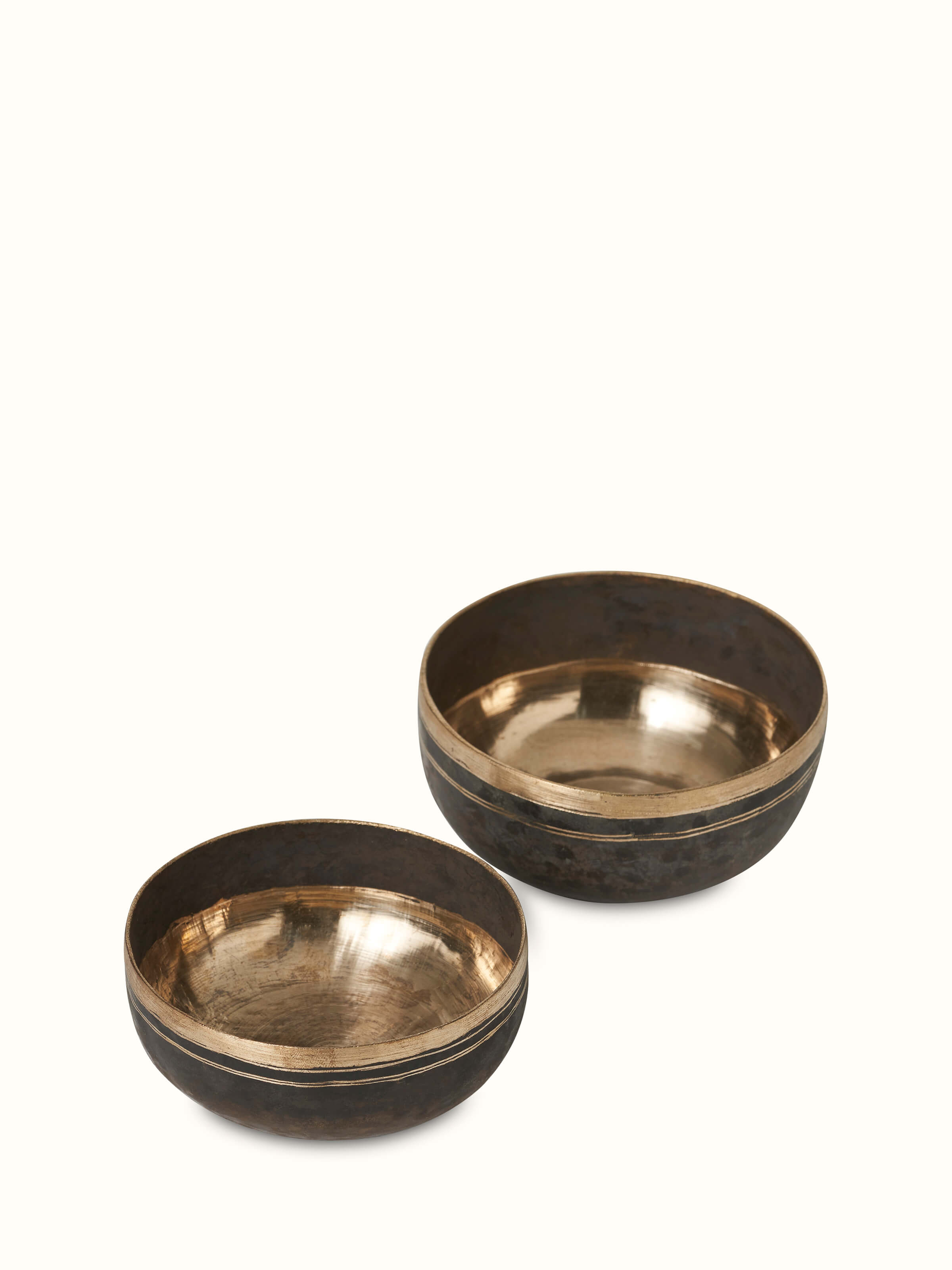 Front view of Bell metal dinner bowls set showcasing elegant polished finish.