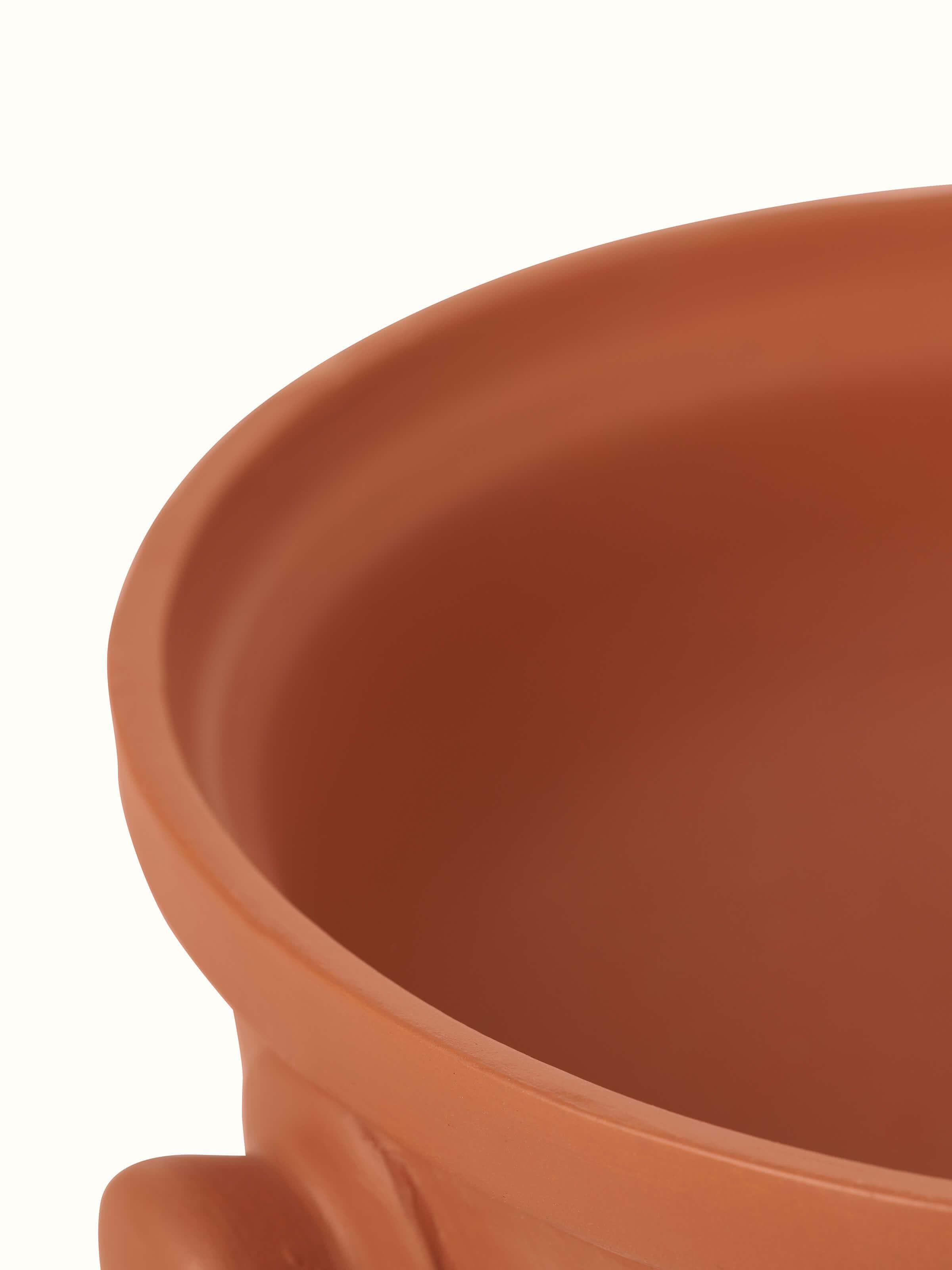 Close-up of Terracotta Clay Kadhai focusing on the detailed texture and quality of the clay material.
