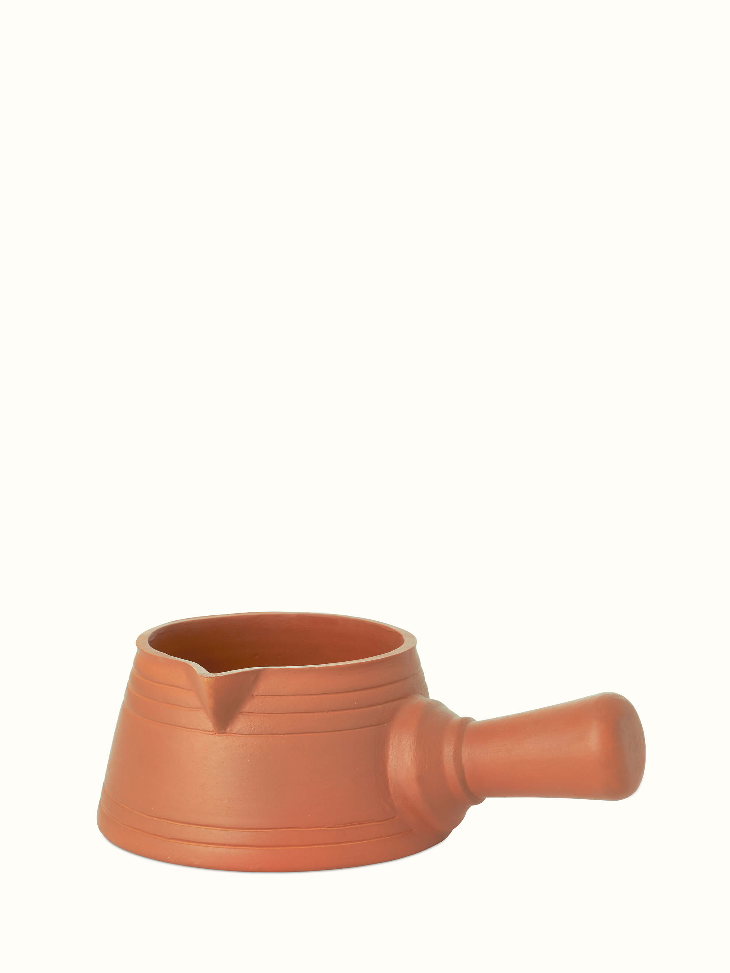 Front view of Natural Terracotta Clay saucepan displaying its rustic design and traditional craftsmanship
