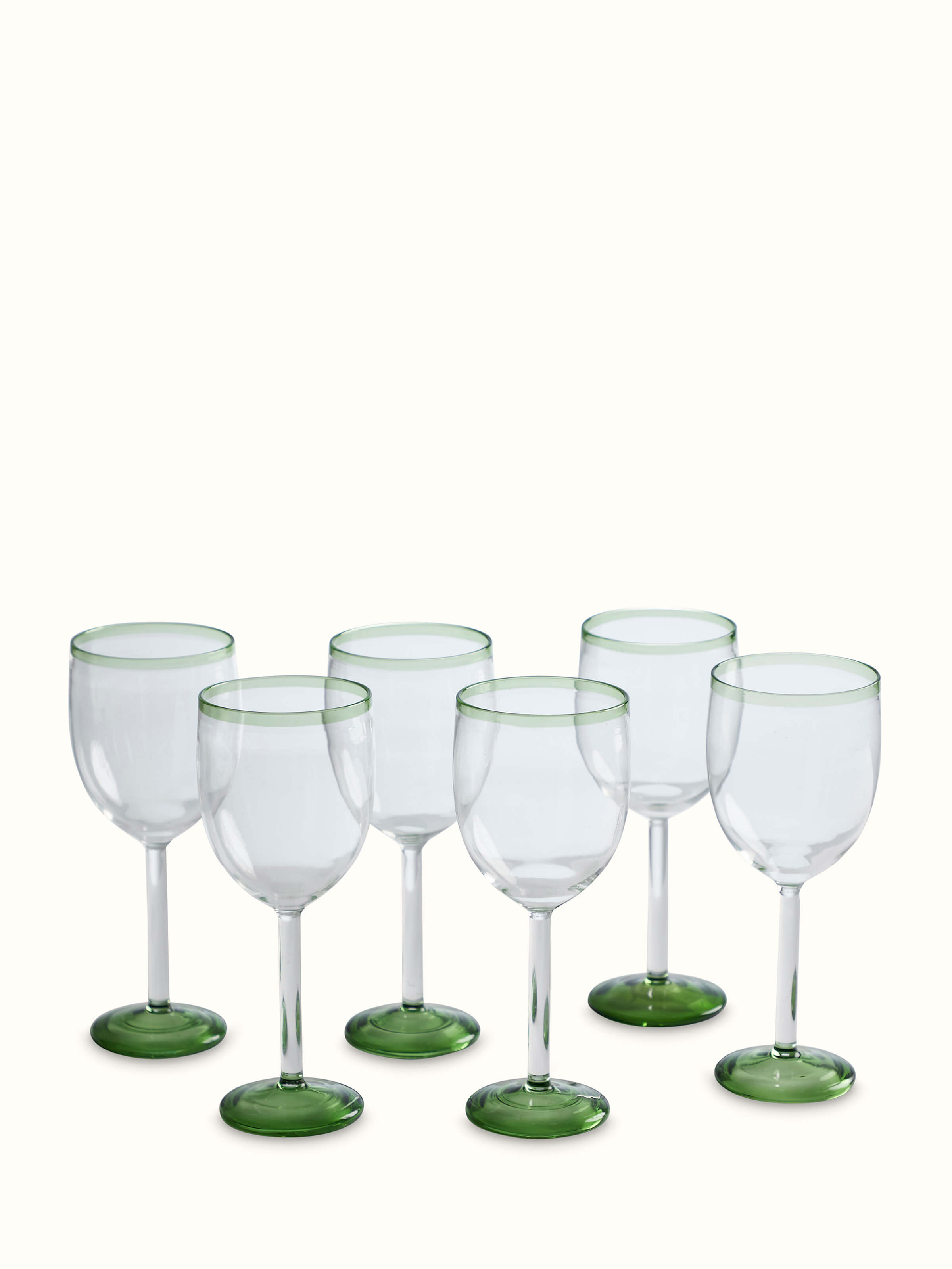 Side view of wine glasses set (6 pcs) emphasizing their elegant shape.