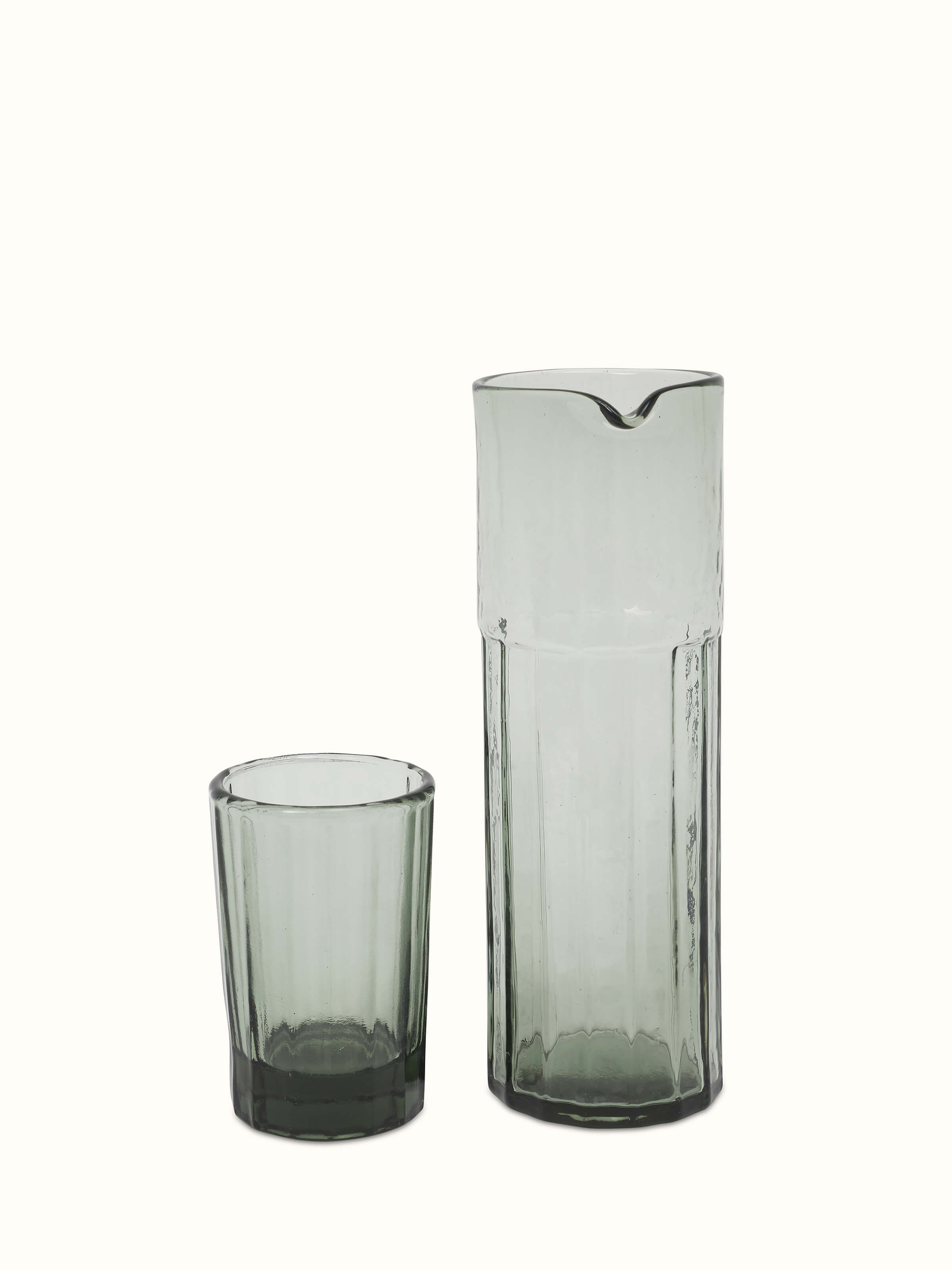 Front view of Firozabadi Glass Work Pitcher & Glass Set (2 pcs) displaying intricate glasswork and design.