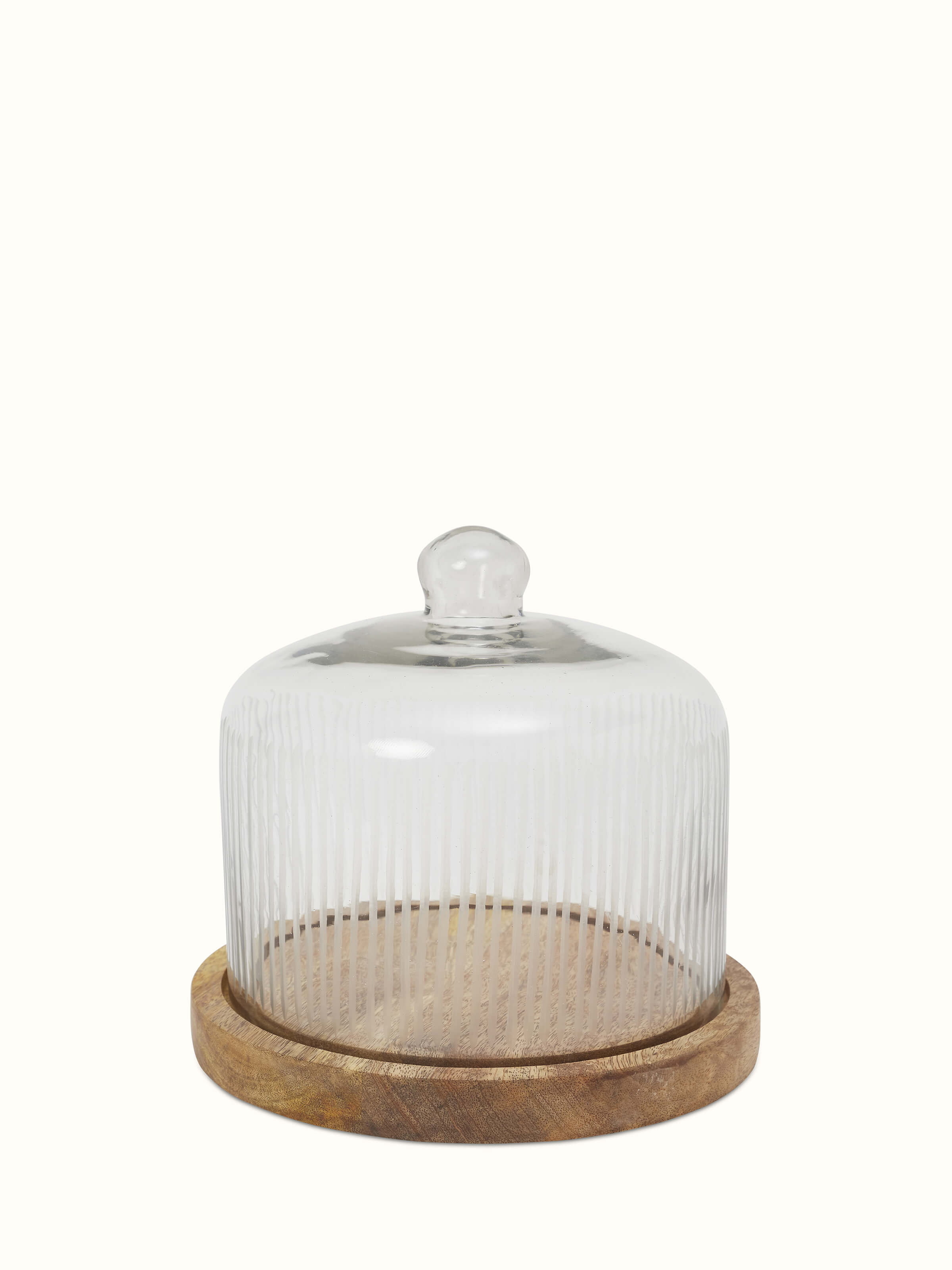 Glass-worked bell jar with a clear, elegant design and smooth finish, ideal for decorative use.