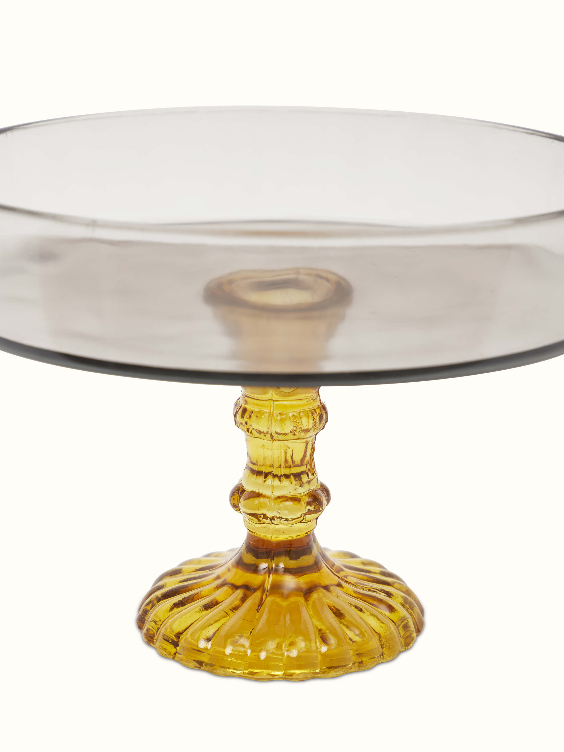 Close-up detail of Glass-Worked Cake Stand focusing on the glasswork and finishing.