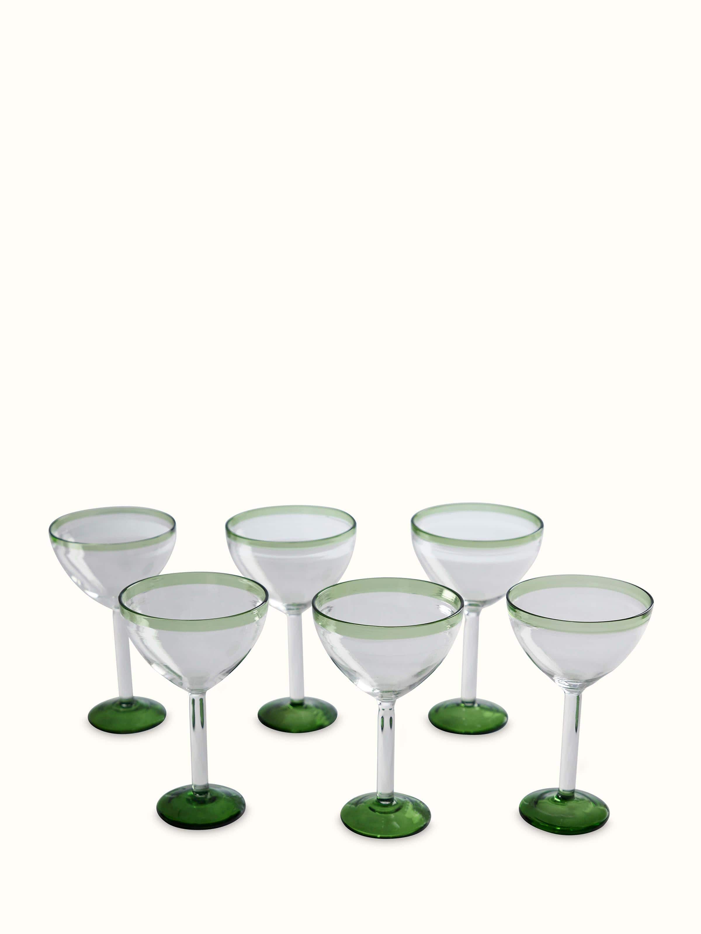 Side view of glass-worked wine glasses (6 pcs) highlighting the stem and bowl shape
