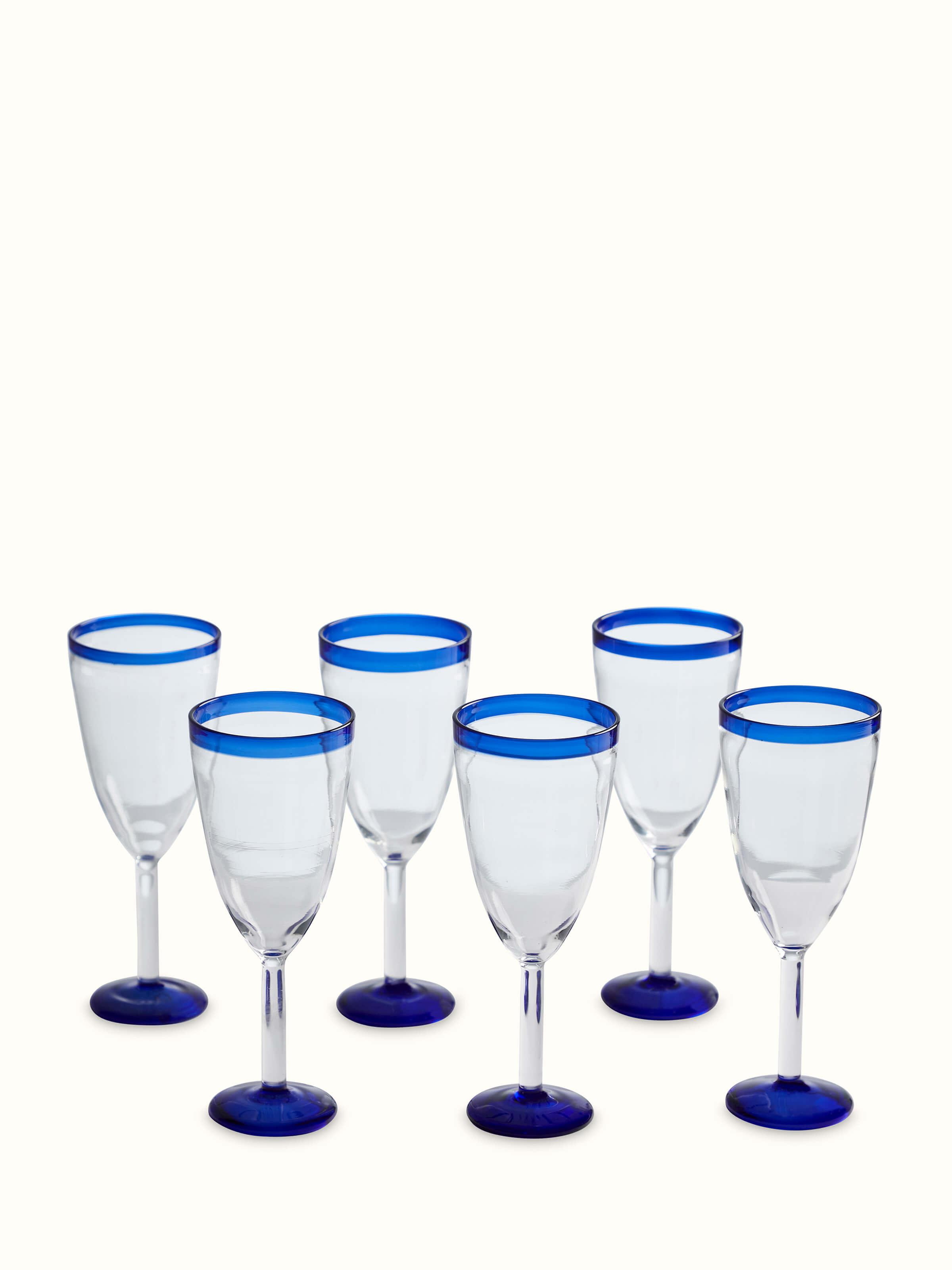 Full view of glass-worked wine glasses (6 pcs) showcasing the complete set and detailed glasswork.