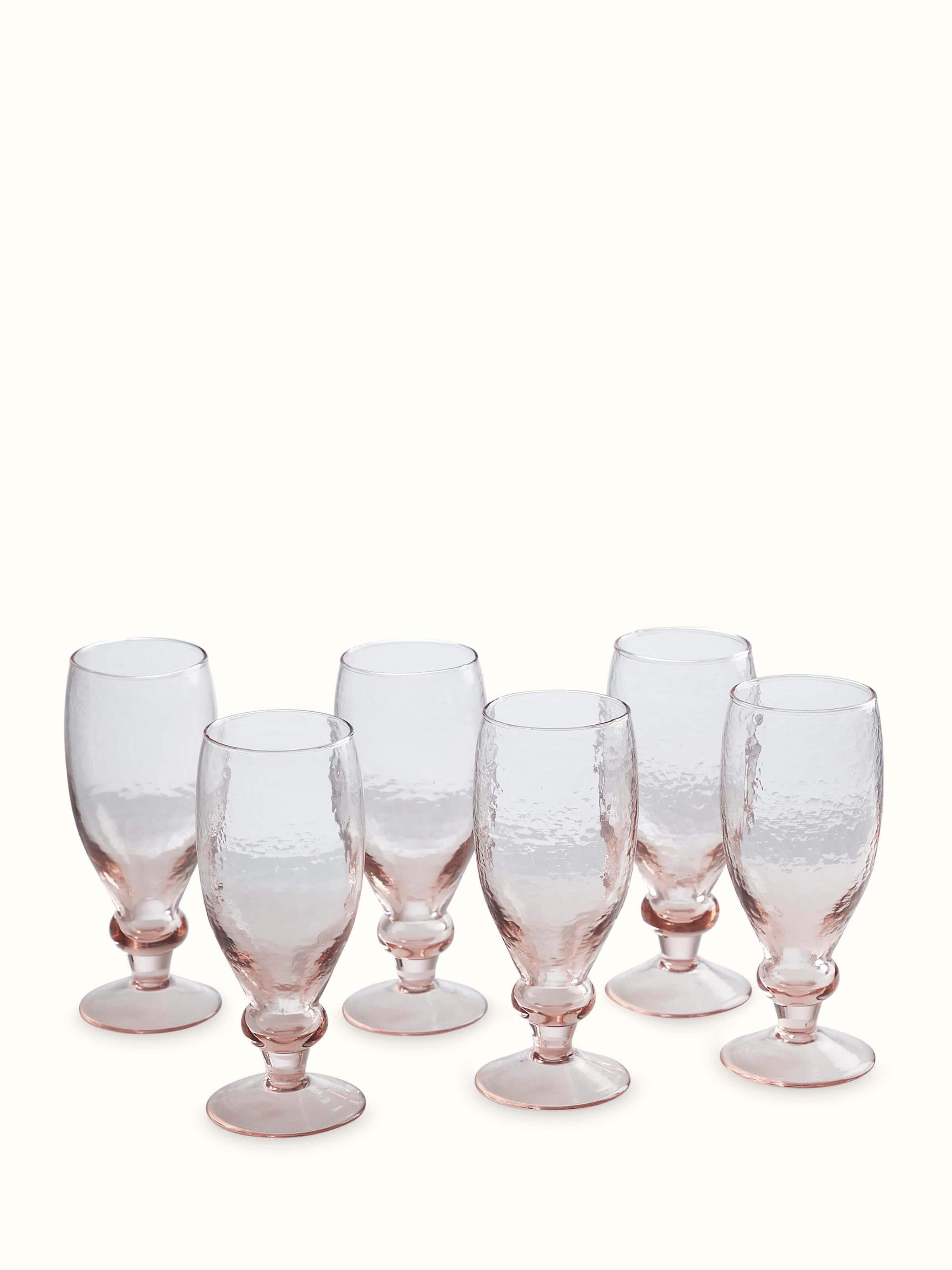 Side view of Glass-worked wine glasses (6 pcs) showcasing the unique glasswork and color patterns.