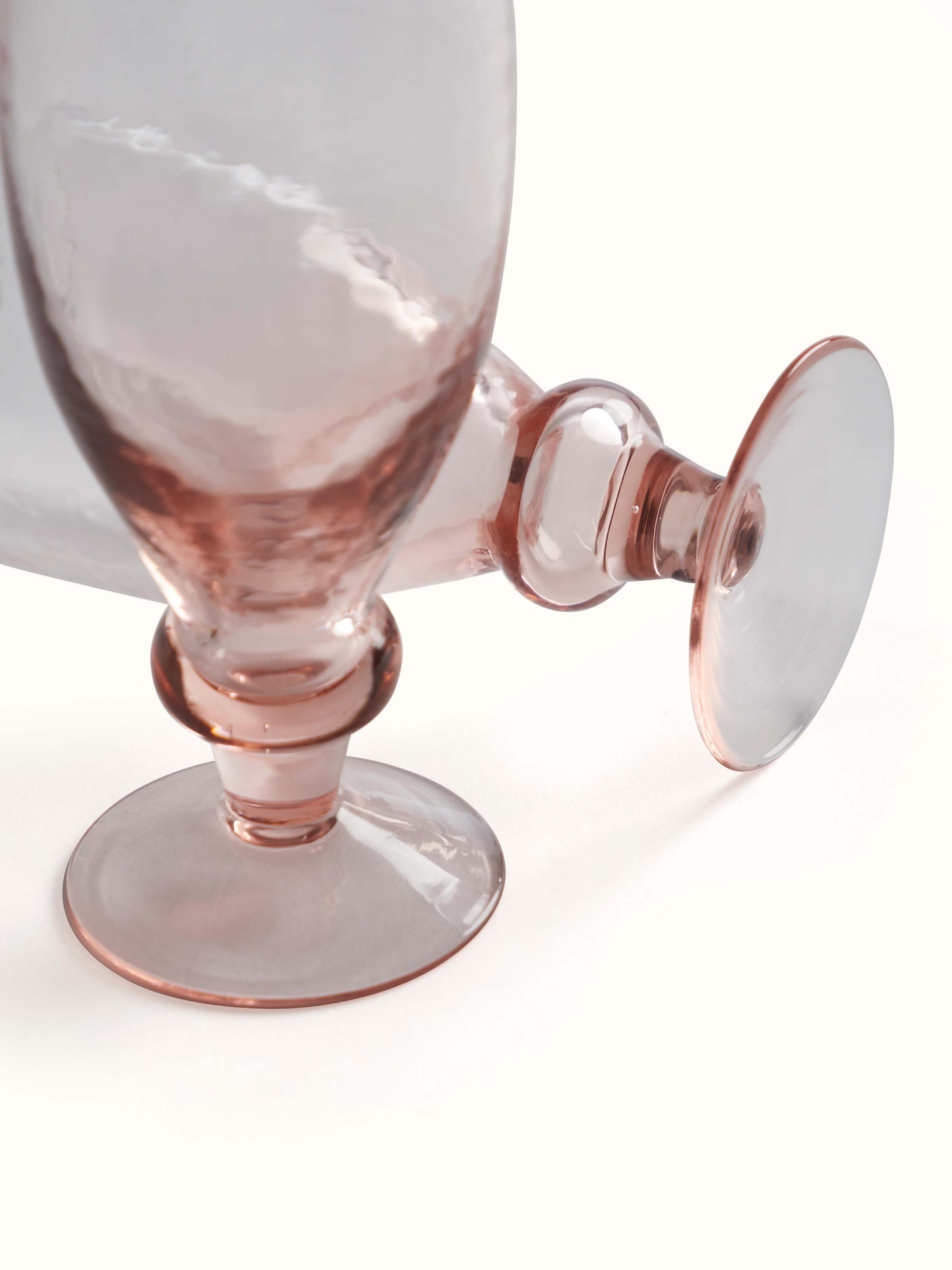 Detailed close-up of Glass-worked wine glasses (6 pcs) highlighting the intricate glasswork and craftsmanship.