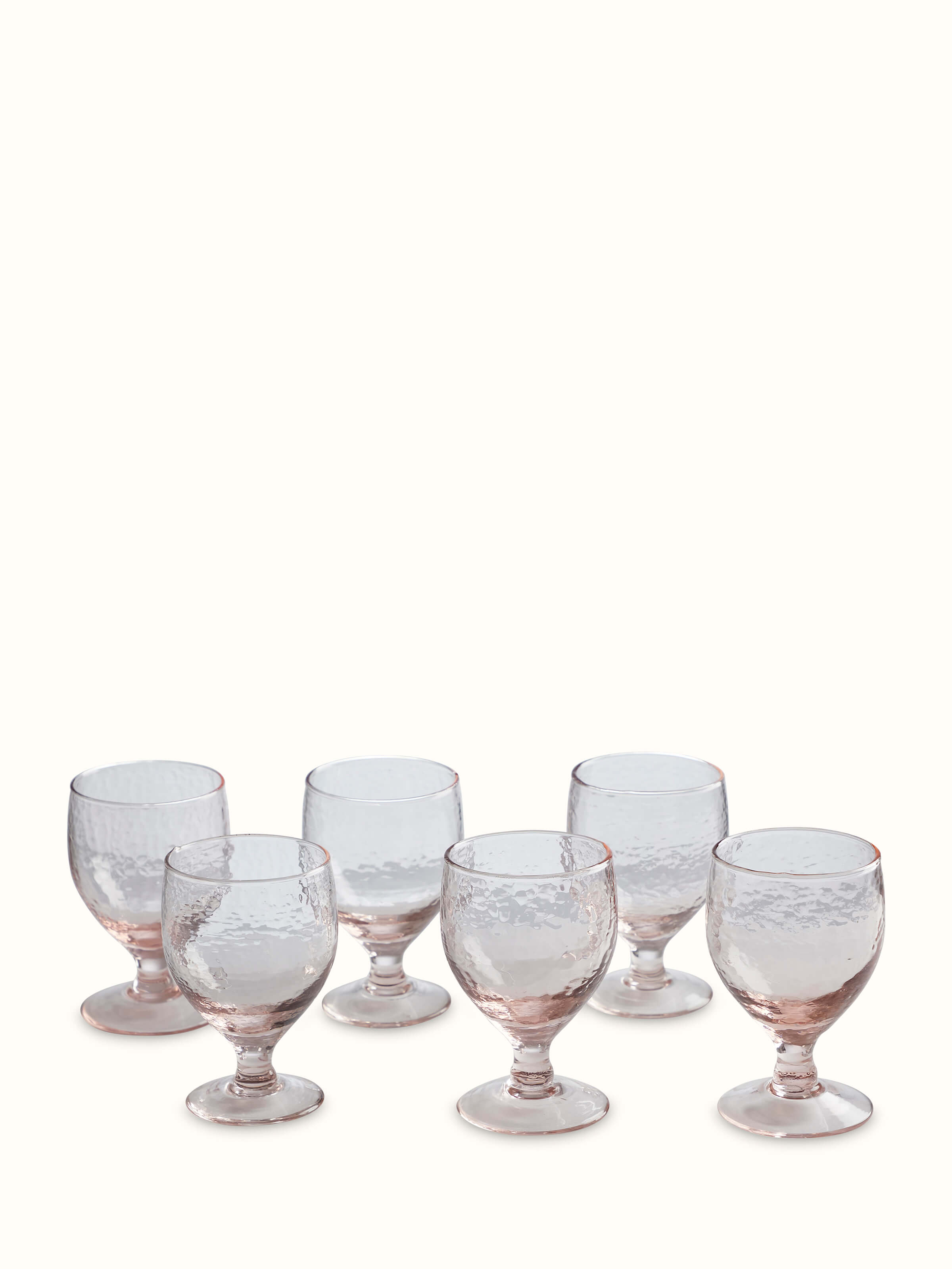 Side view of Glass-worked wine glasses (6 pcs) highlighting their delicate craftsmanship and clarity.
