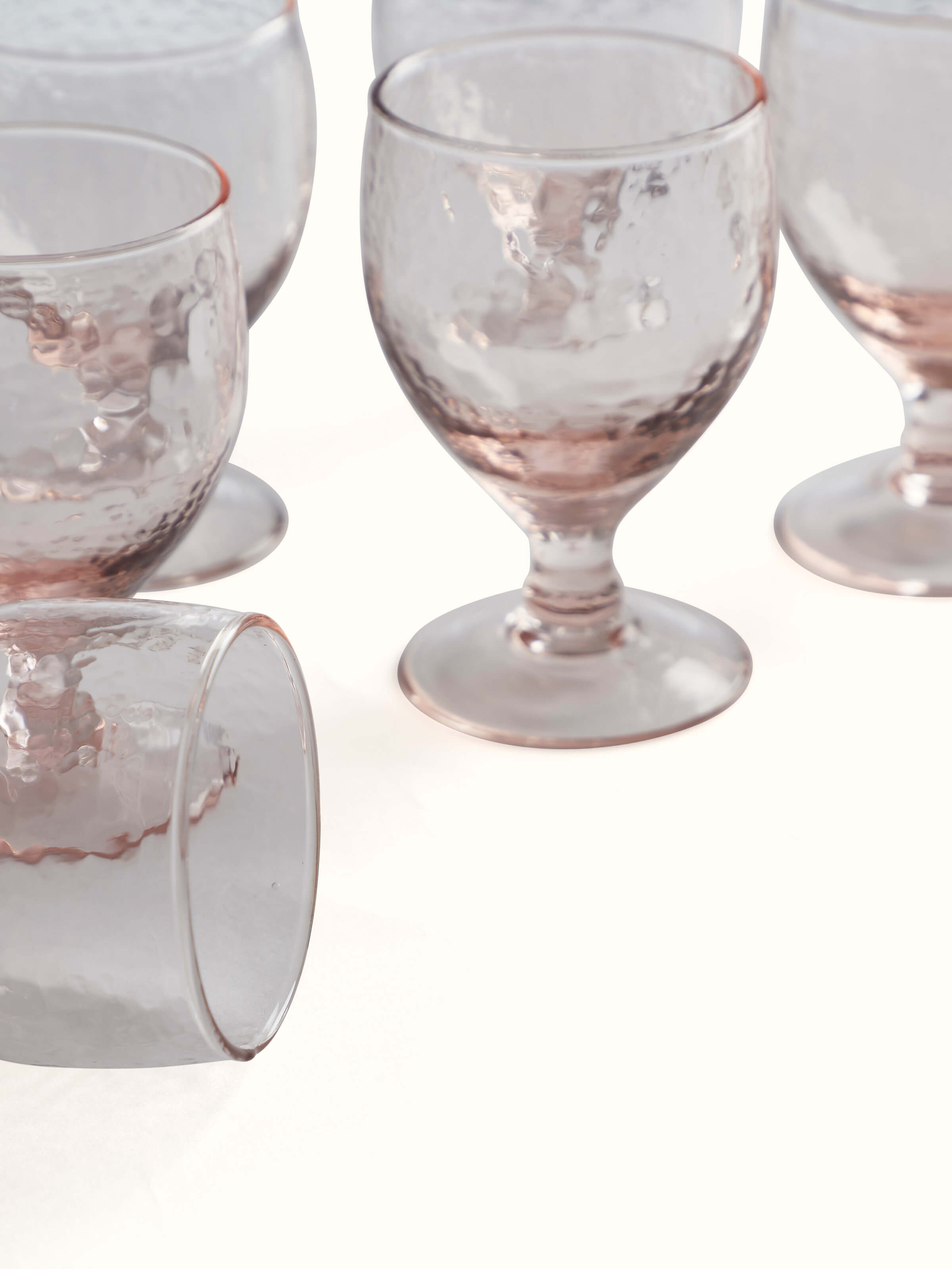 Close-up view of Glass-worked wine glasses (6 pcs) focusing on the detailed glasswork and elegant design.