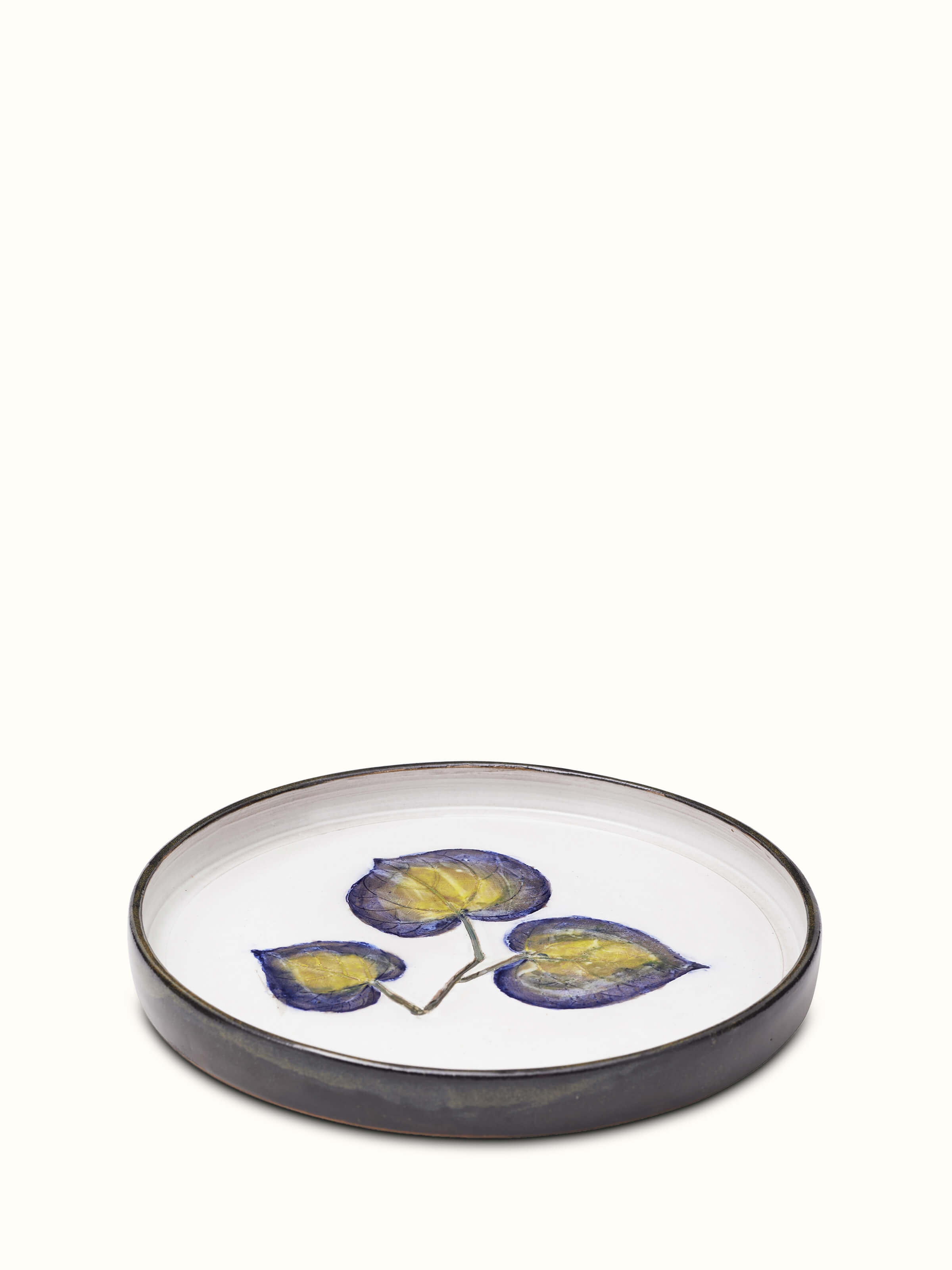 Detailed view of Glazed studio pottery ceramic dinner plate highlighting the ceramic craftsmanship