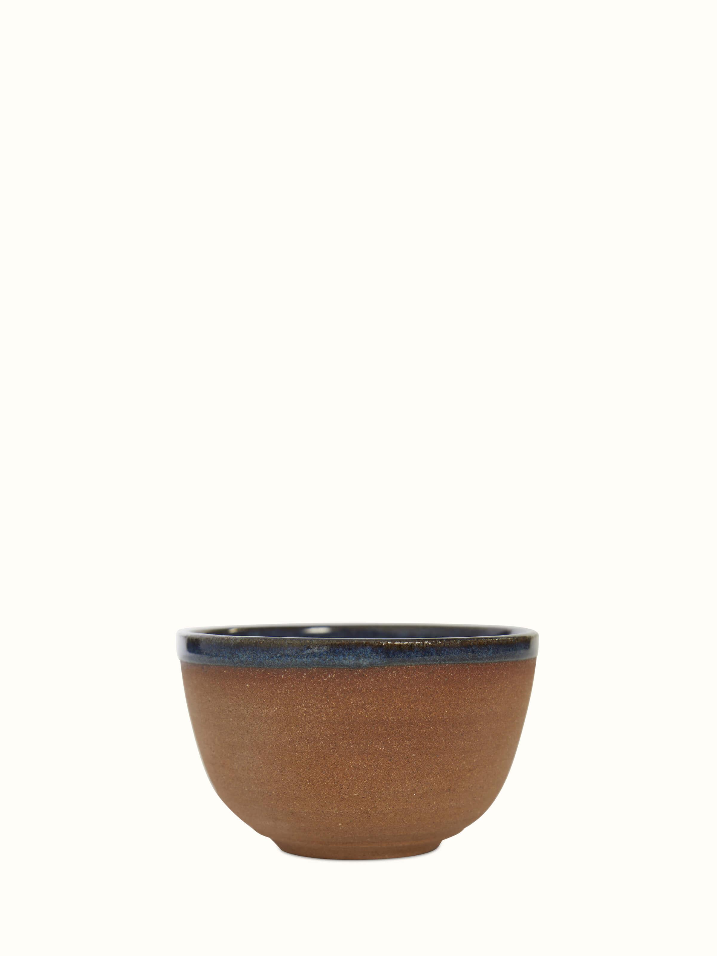 Front view of Studio pottery ceramic dinner bowls in brown (2 pcs) showcasing their rustic appeal.
