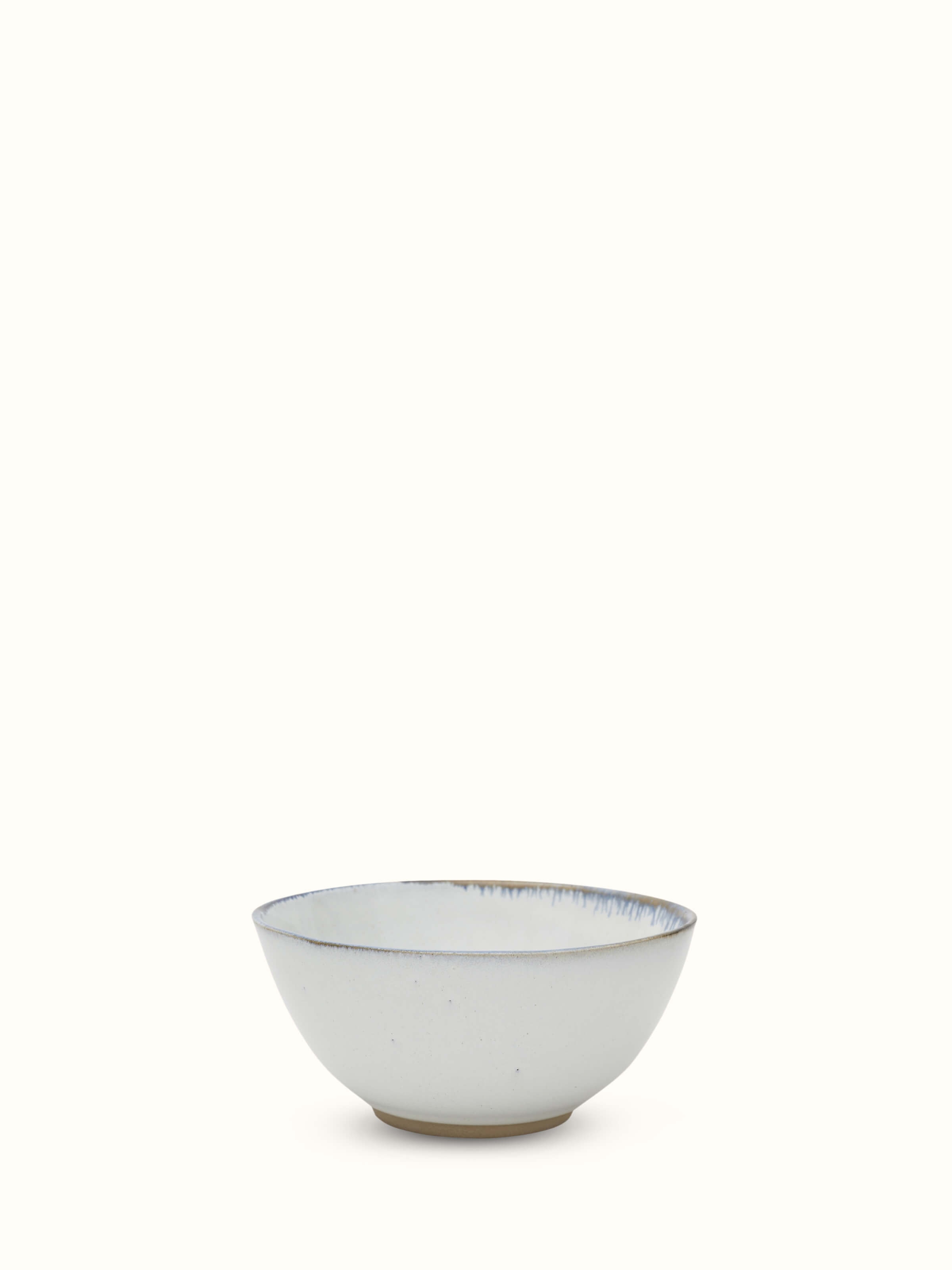 Front view of glazed studio pottery ceramic serving bowl with a smooth finish