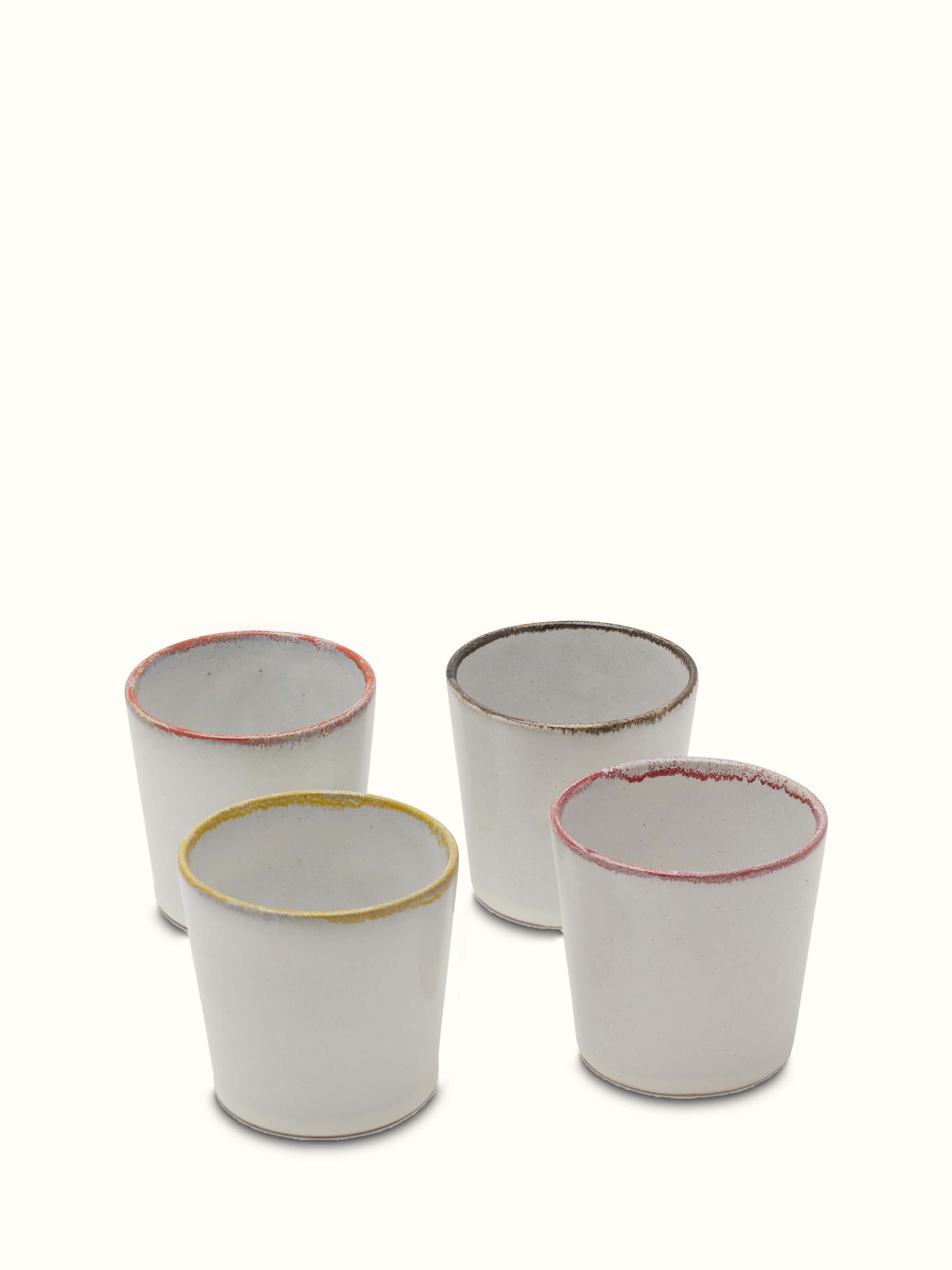 Front view of Studio pottery ceramic water glasses (4 pcs) showcasing their elegant design and clear ceramic finish