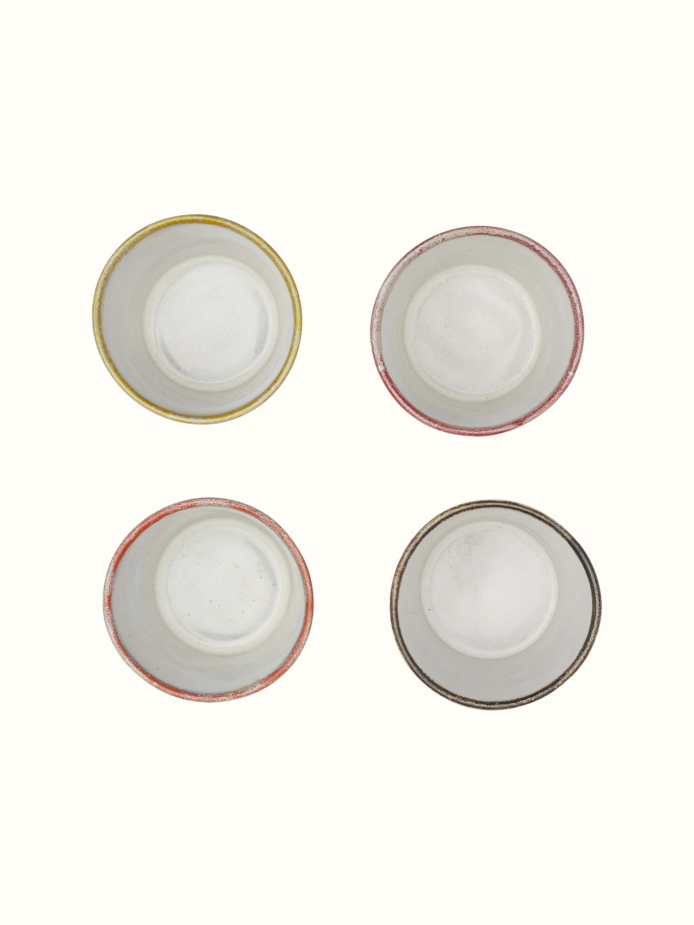 Angled view of Studio pottery ceramic water glasses (4 pcs) focusing on their clean design and smooth ceramic texture