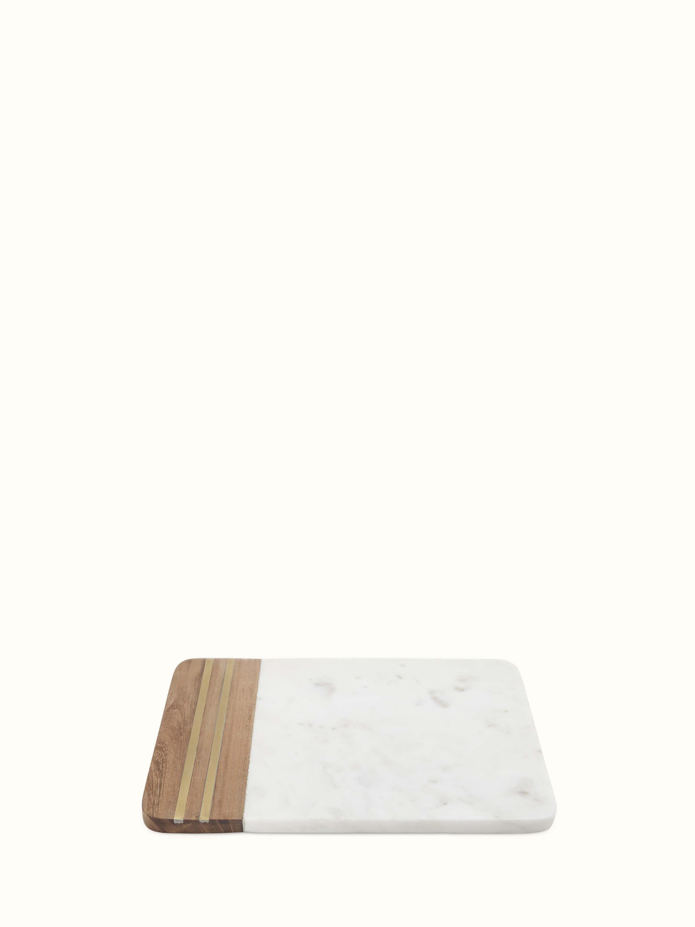 Side view of marble inlaid cheese board highlighting its craftsmanship and marble design.