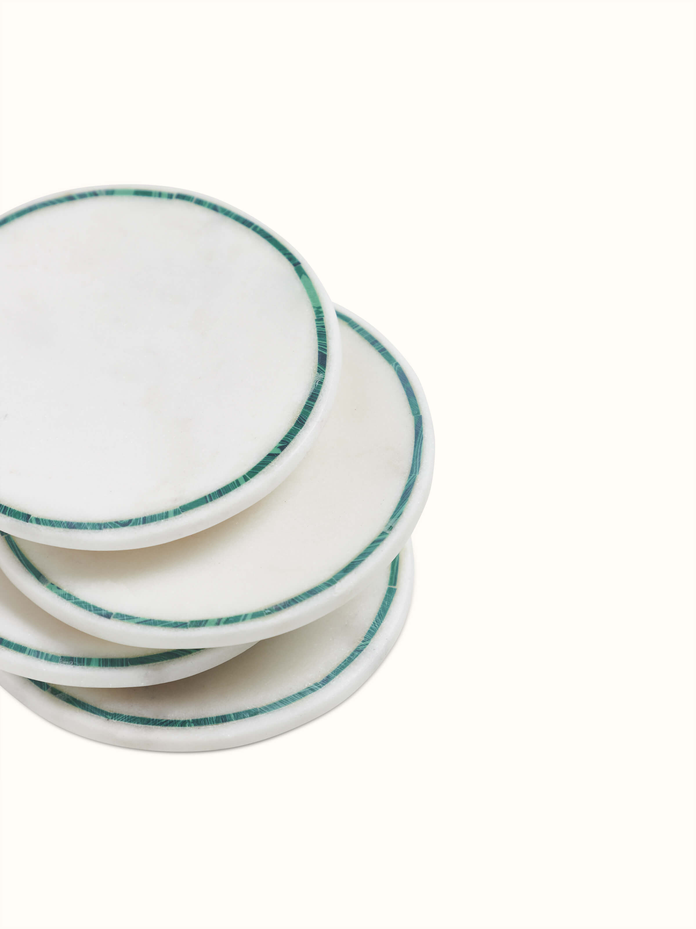 Detailed view of Marble Inlaid Coasters with artistic inlaid design