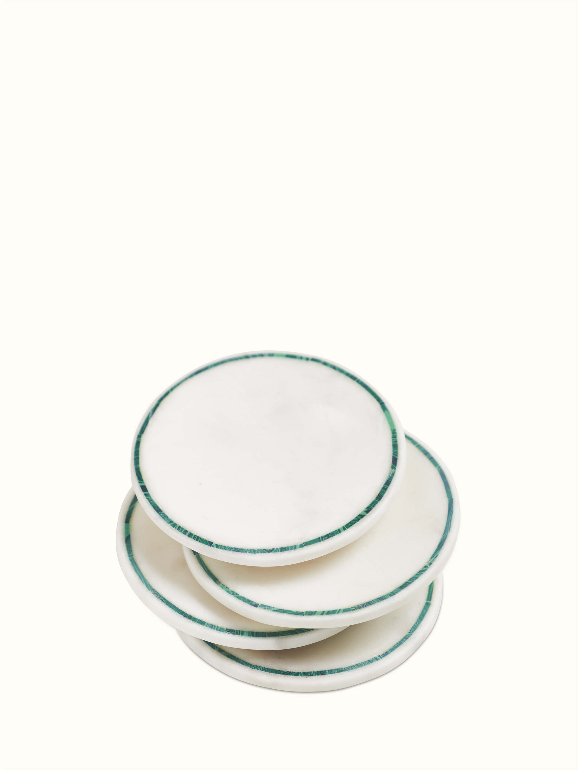 Top view of Marble Inlaid Coasters set with intricate design details