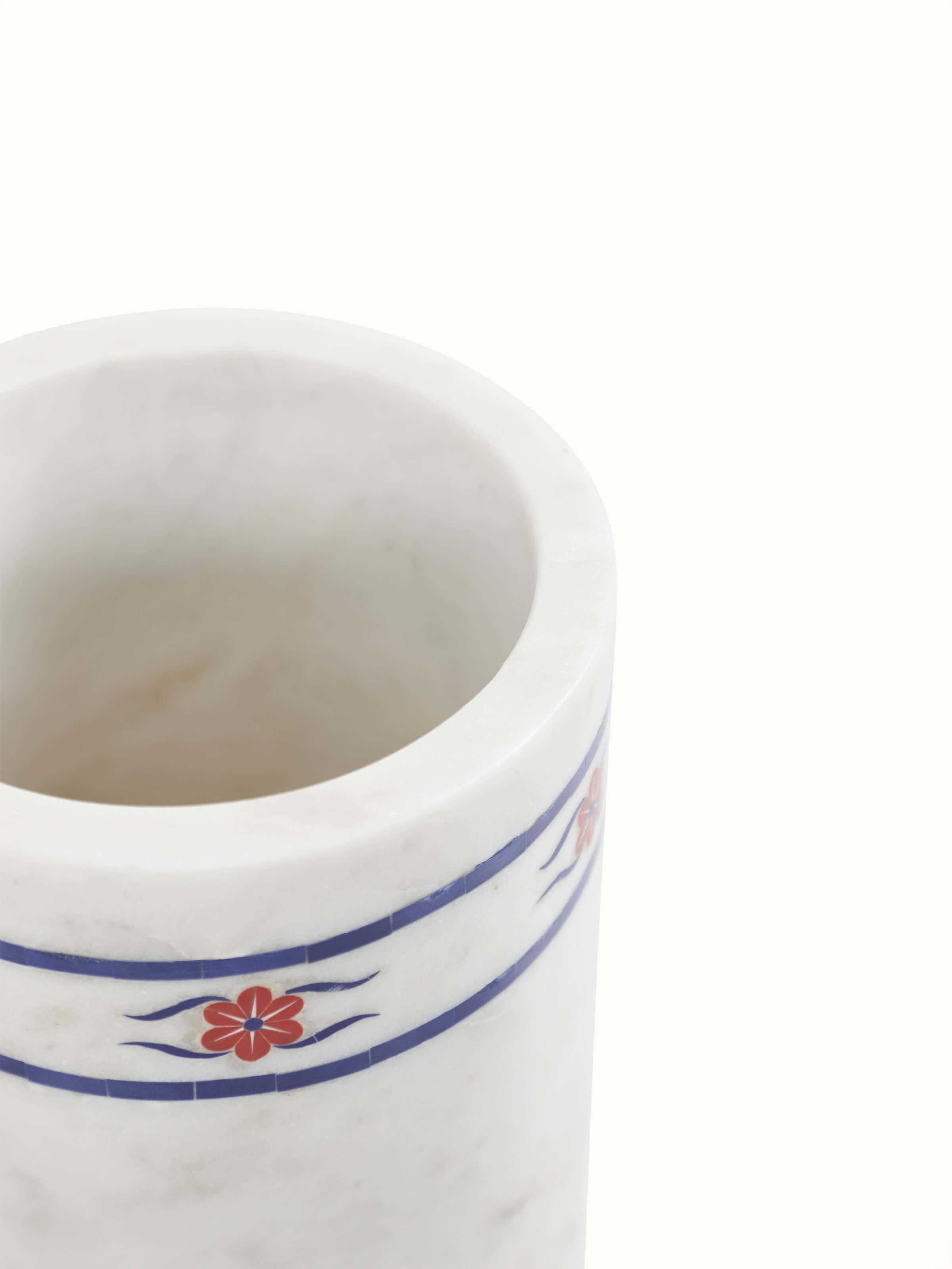 Detailed close-up of Marble Inlaid Barware Set, emphasizing the marble inlay and elegant finish