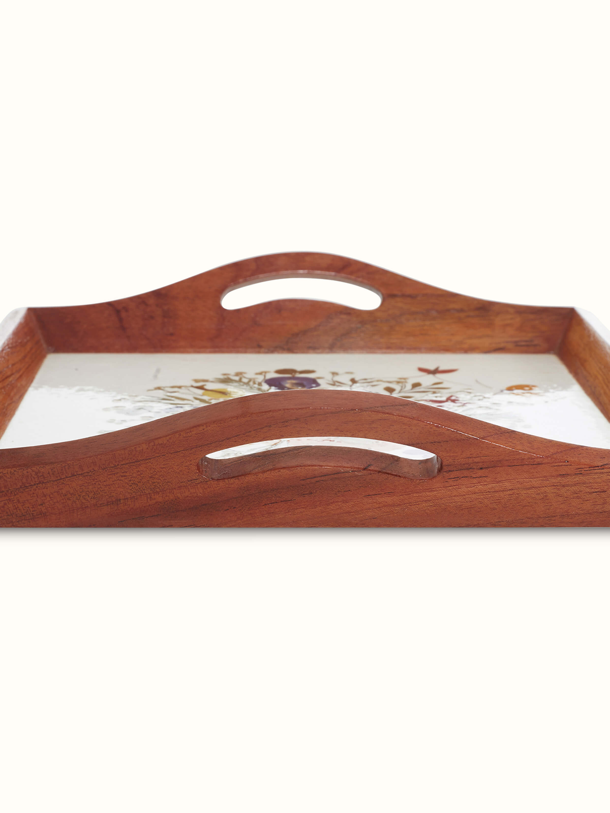 Front view of Handmade Paper Floral Tray (14 x 16 inches) displaying vibrant floral design