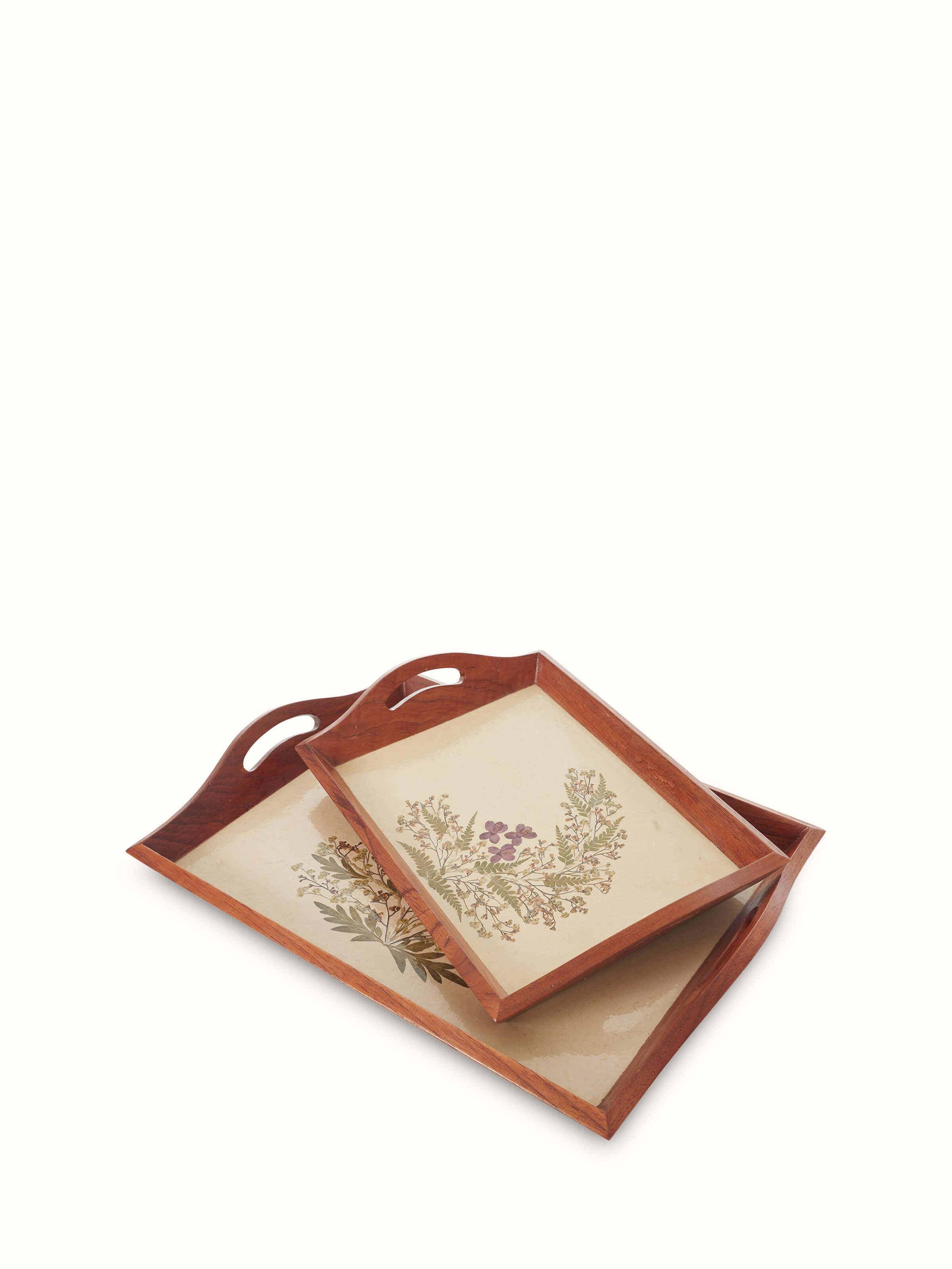 Full view of Handmade paper floral tray (20 x 14 inches) showcasing the complete floral pattern and size of the tray.