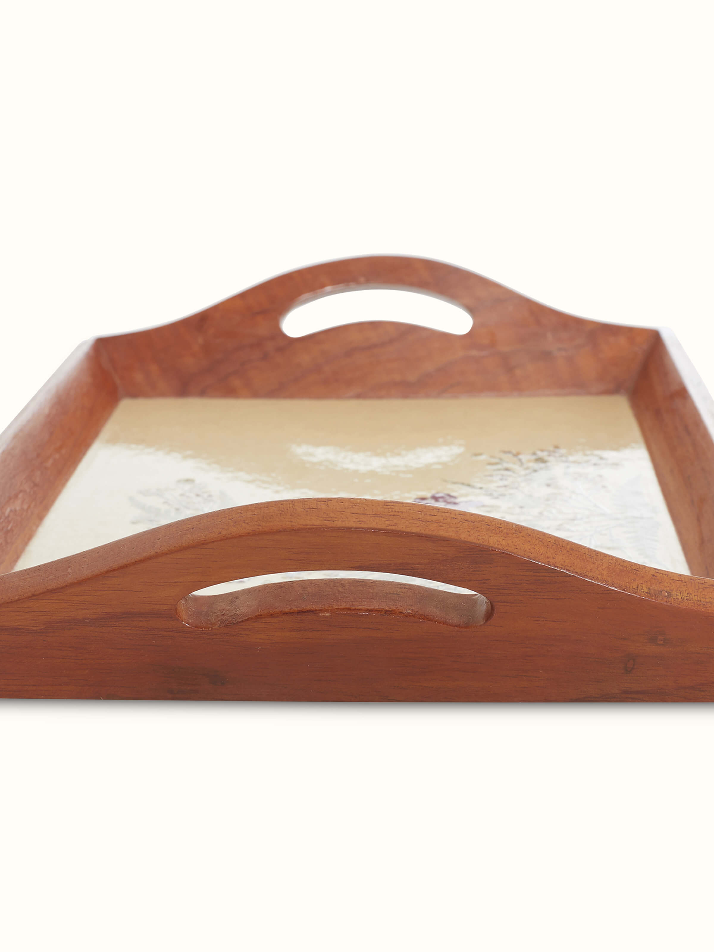 Auroville handmade paper floral tray with elegant design and craftsmanship.