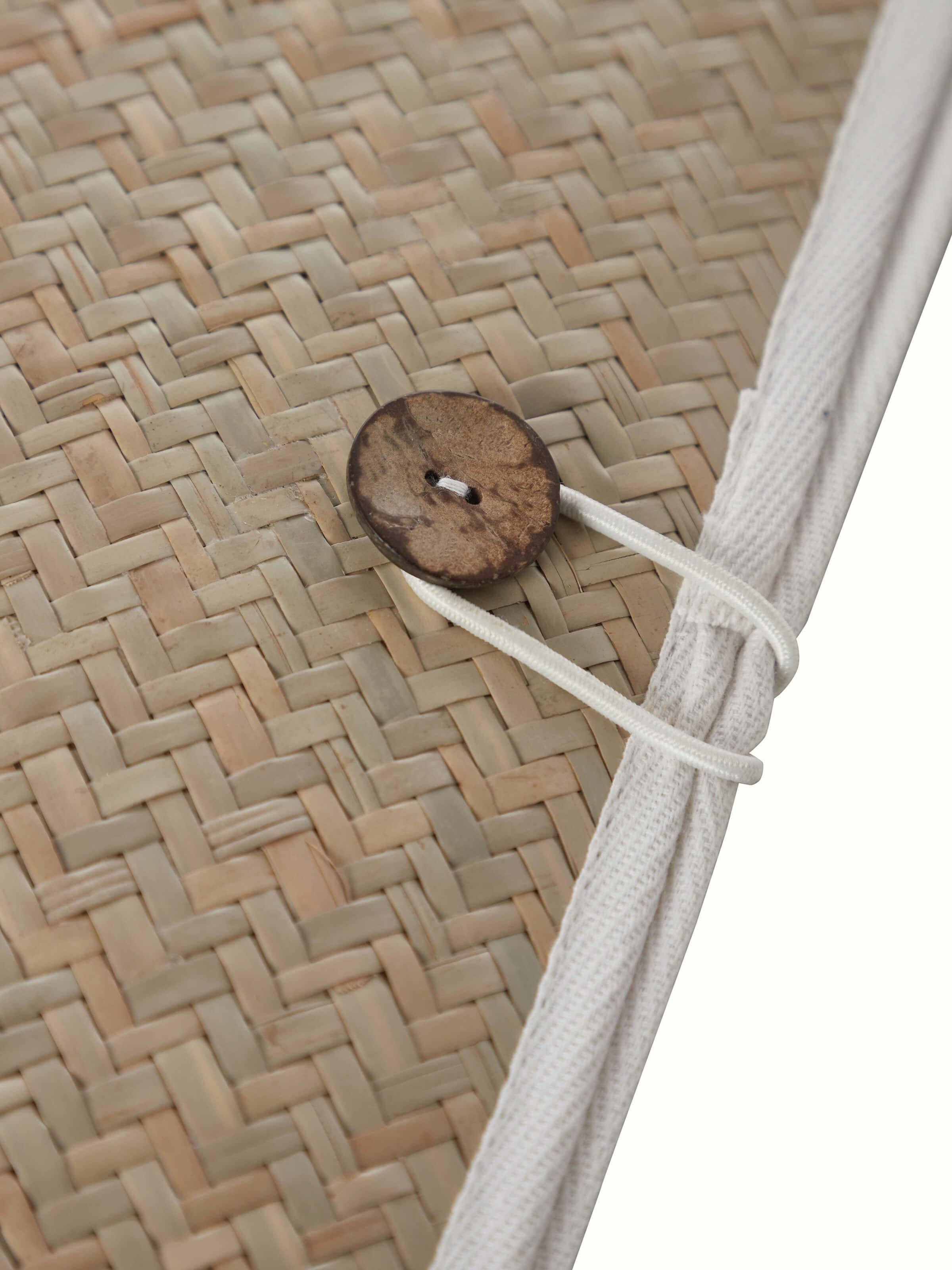 Top view of bamboo sital patti file folder in brown emphasizing the flat, smooth surface and natural finish.