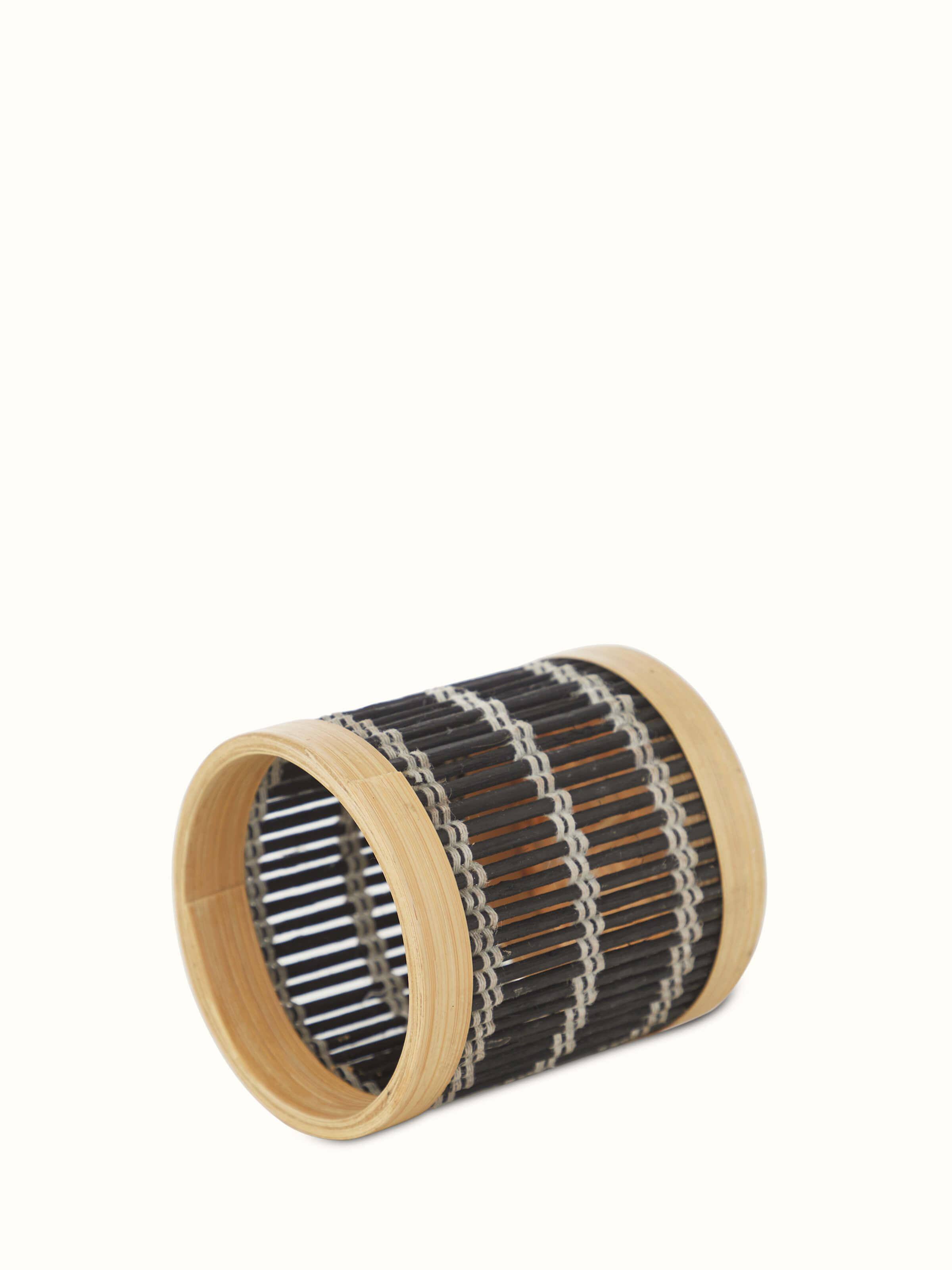 Angled view of Bamboo Pen Stand in Black emphasizing clean lines