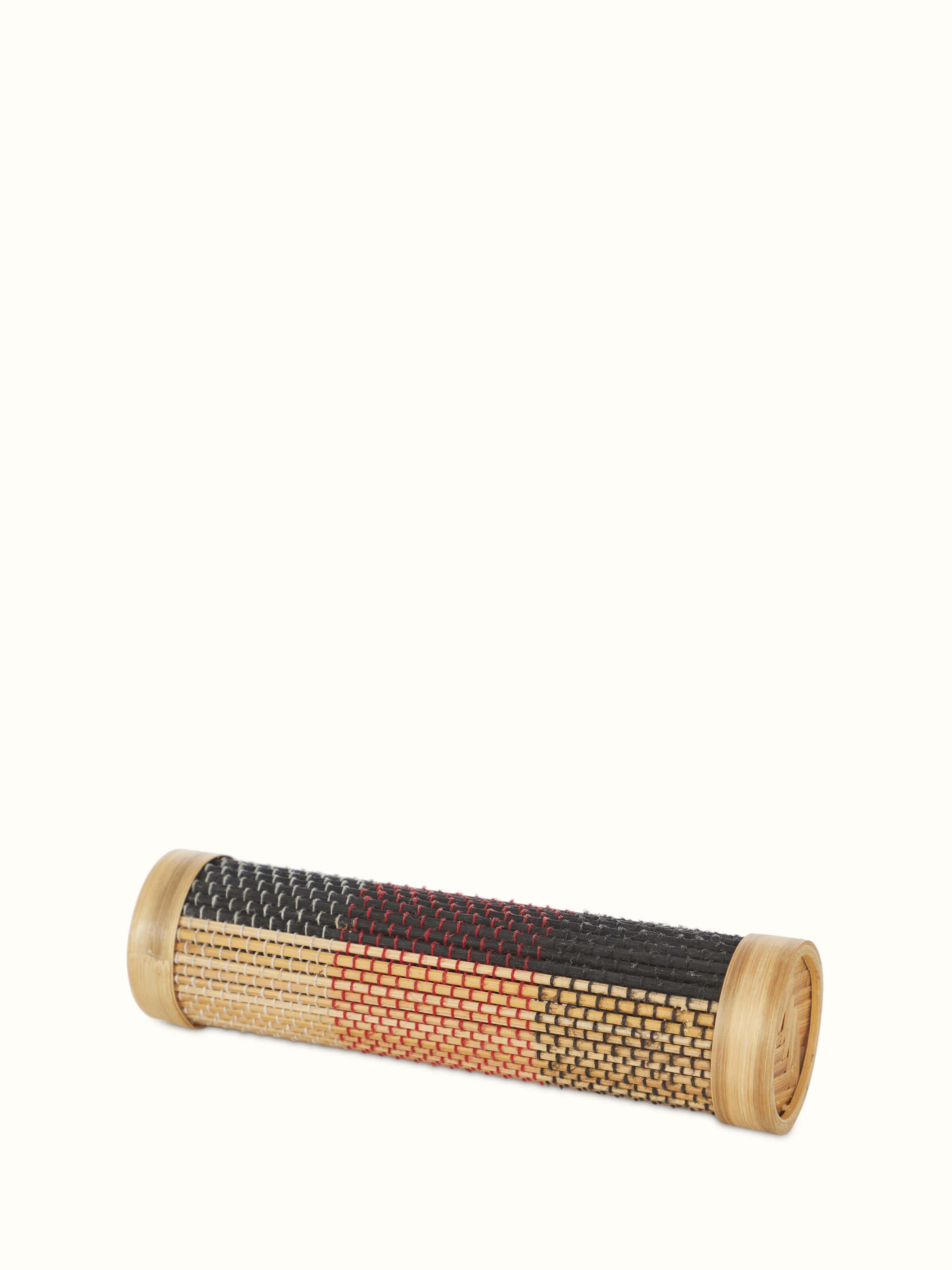 Angle view of Bamboo stationery box in grey.