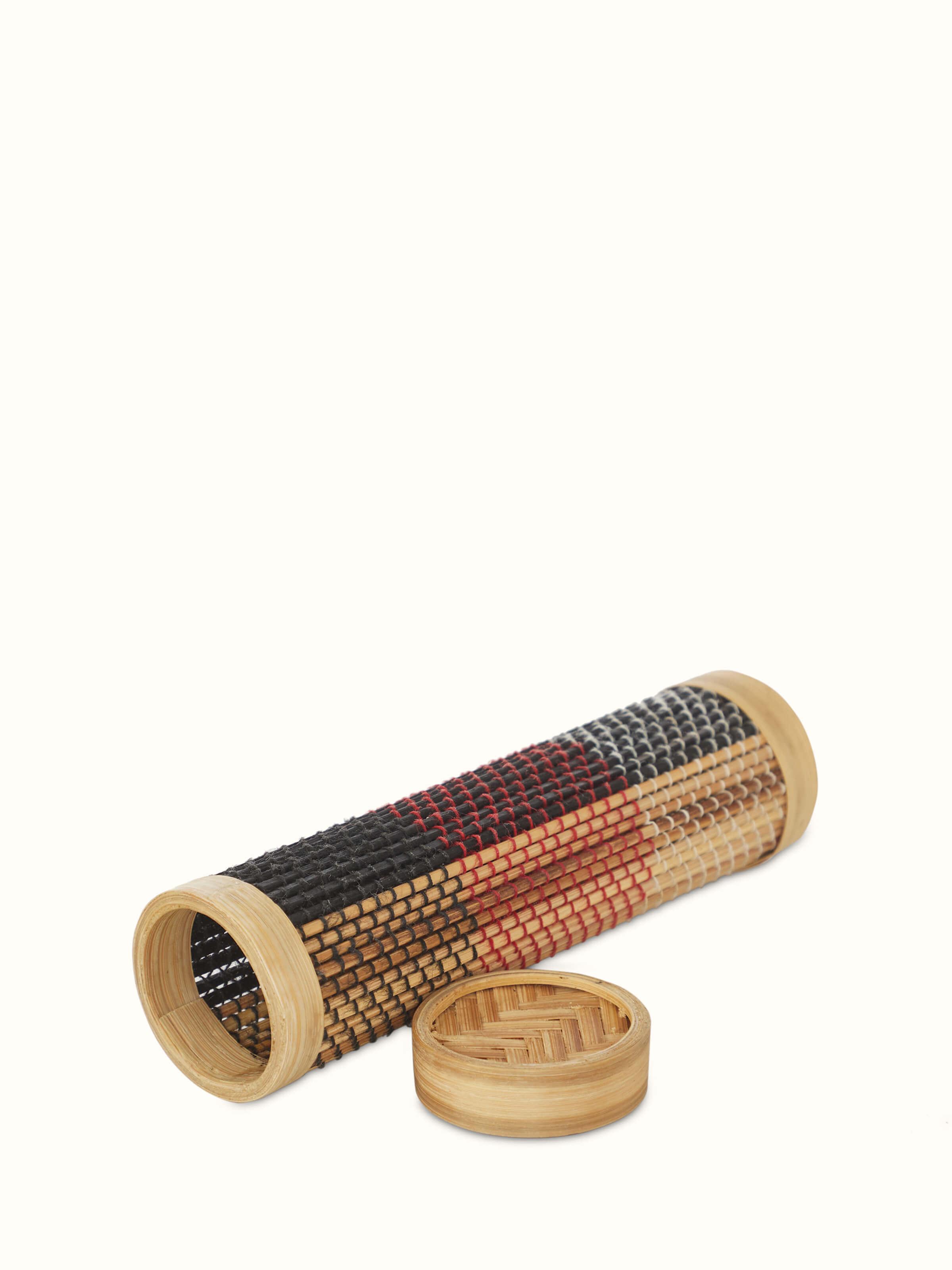 Detailed view of Bamboo stationery box in grey.