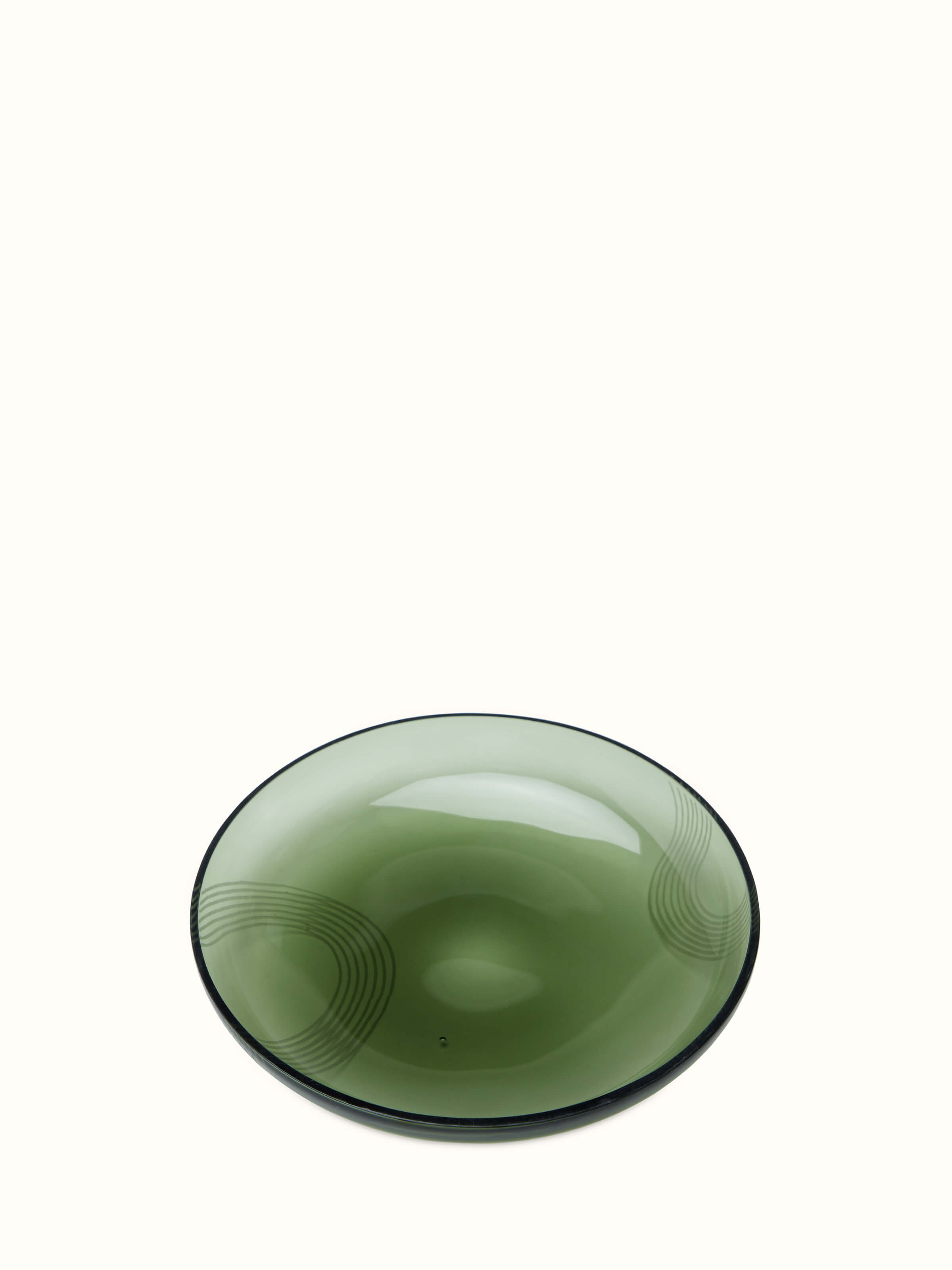 Angle view of Firozabadi glass salad plate green