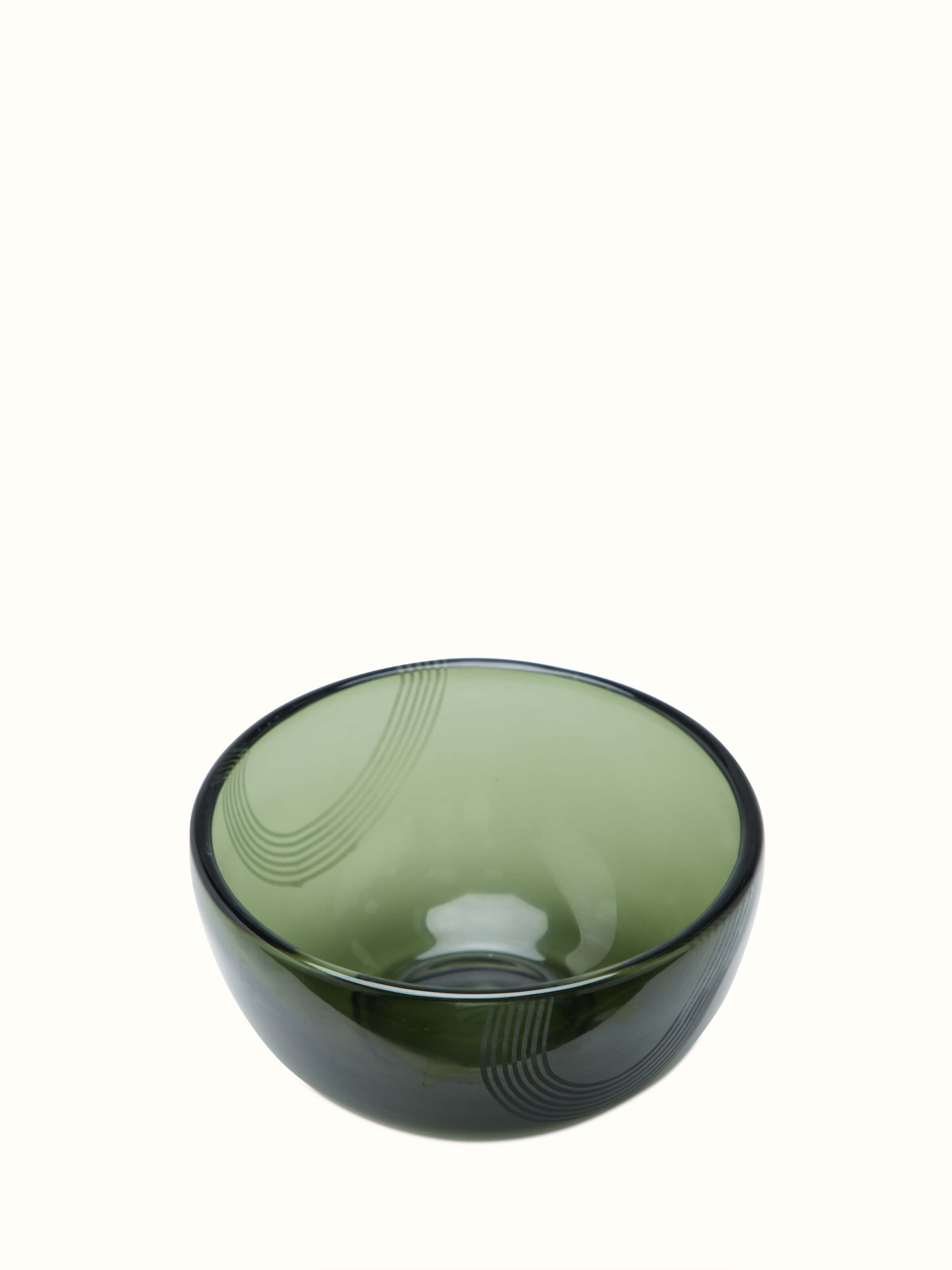 Side view of Firozabadi glass serving bowl in green medium size highlighting its sophisticated design and glass texture