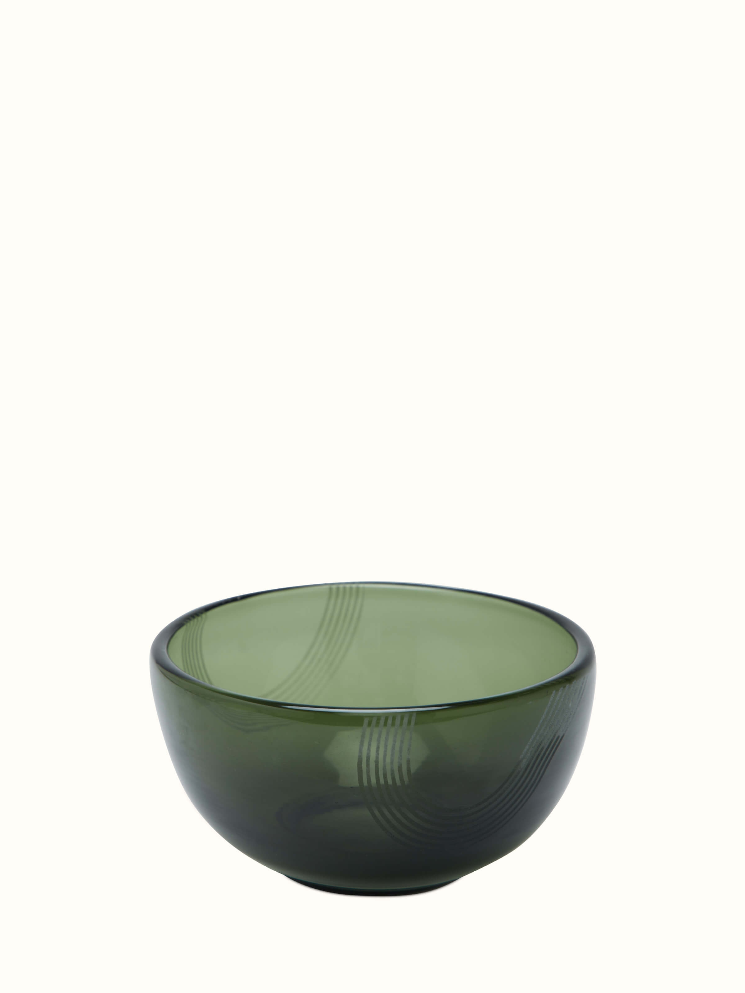 Detailed view of Firozabadi glass serving bowl in green medium size showcasing the fine glasswork and rich green hue