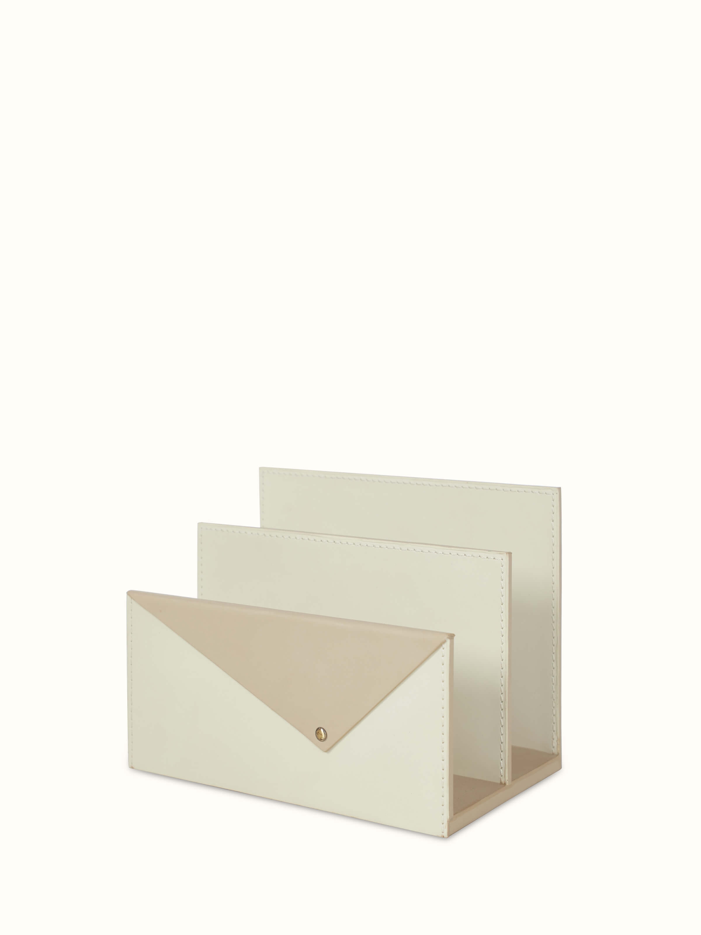 Front view of Leather Letter Rack showcasing the elegant leather material and functional design.