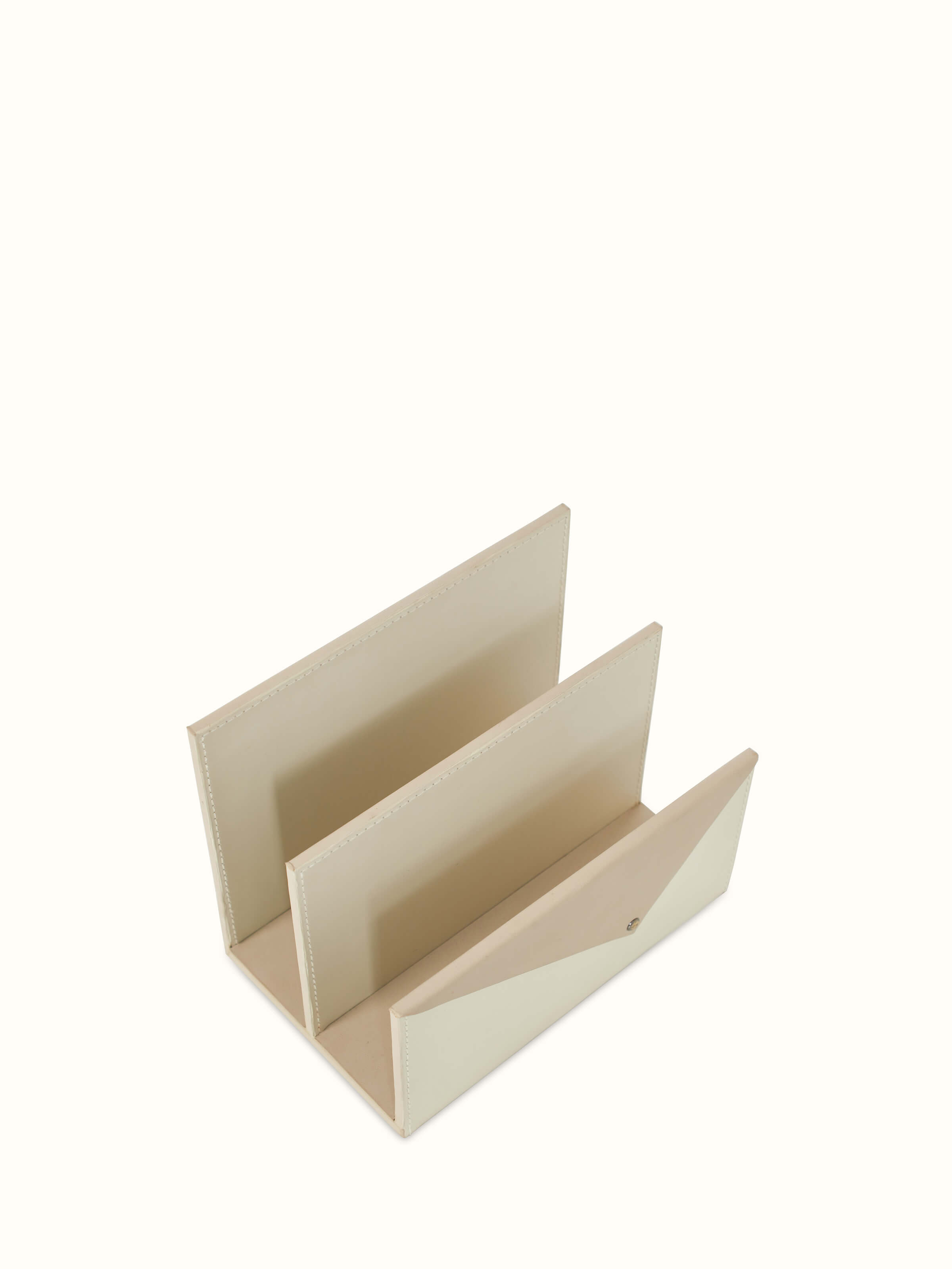 Close-up detail of Leather Letter Rack focusing on the craftsmanship and leather texture.