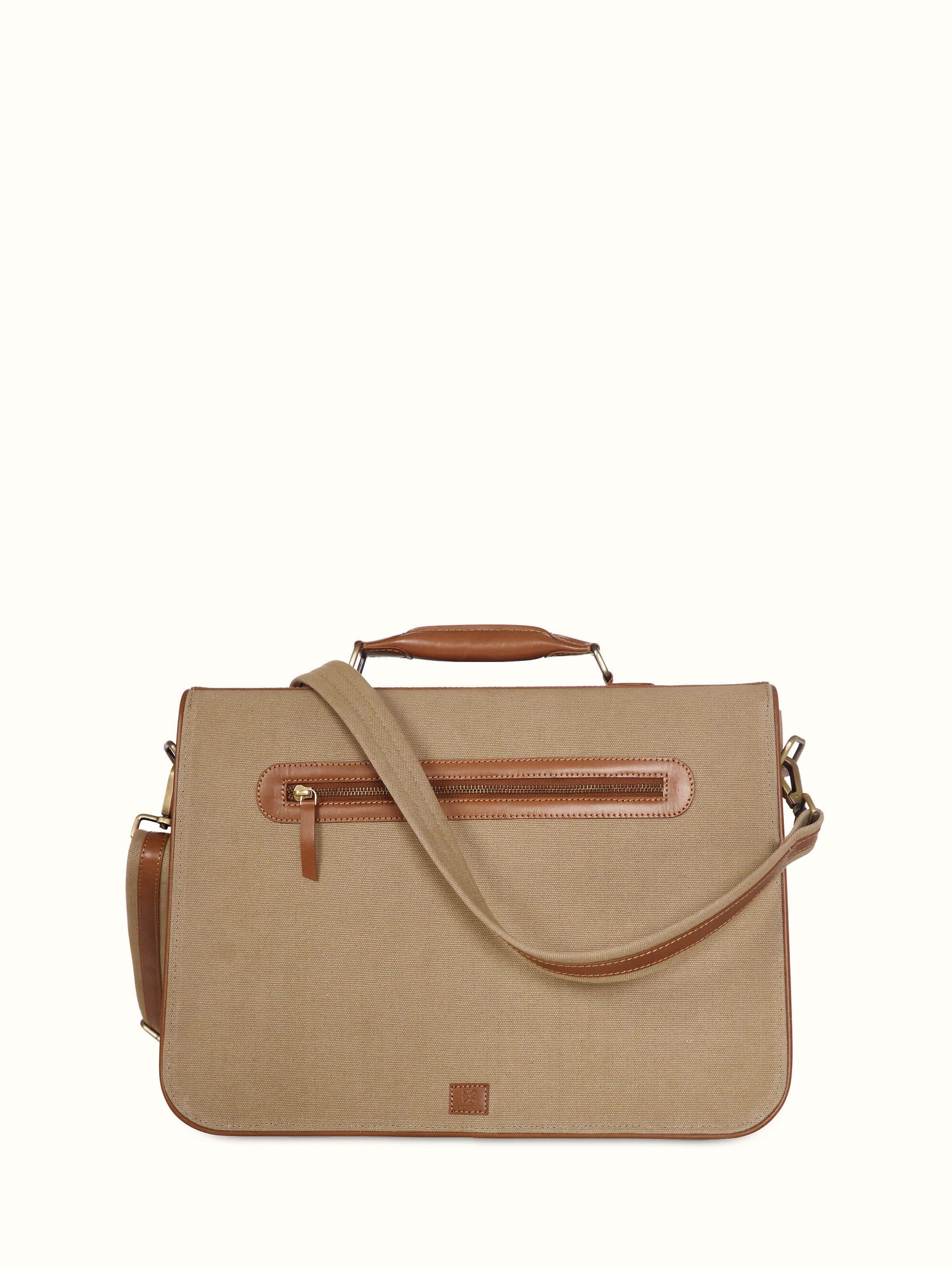Top view of Leather laptop bag showcasing its spacious interior and quality craftsmanship.