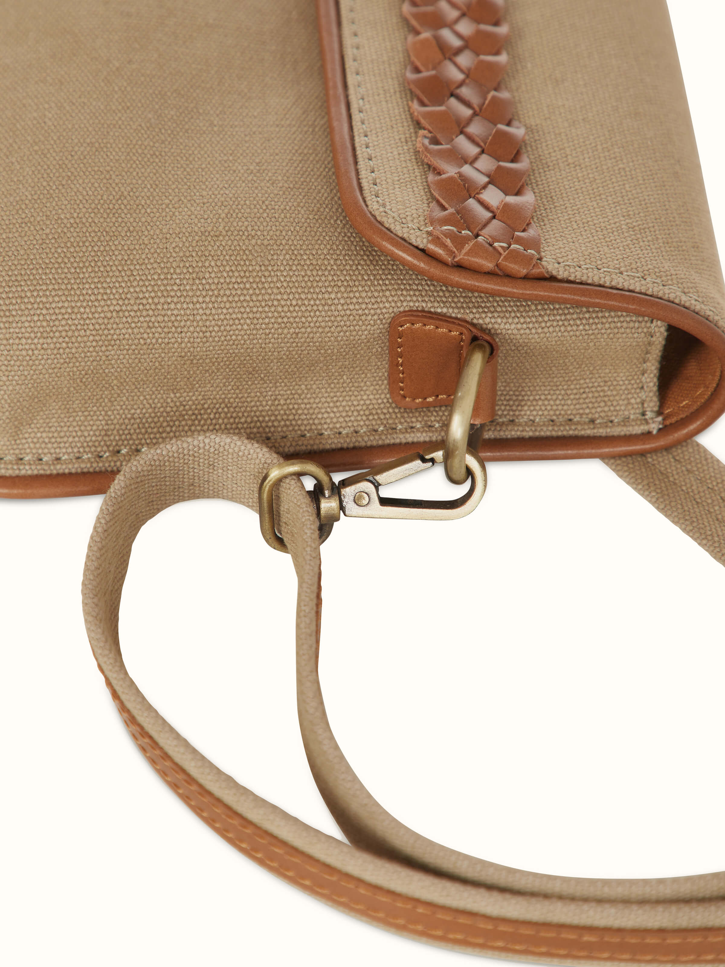 Close-up of slim Leather laptop bag showing the detailed stitching and quality leather material
