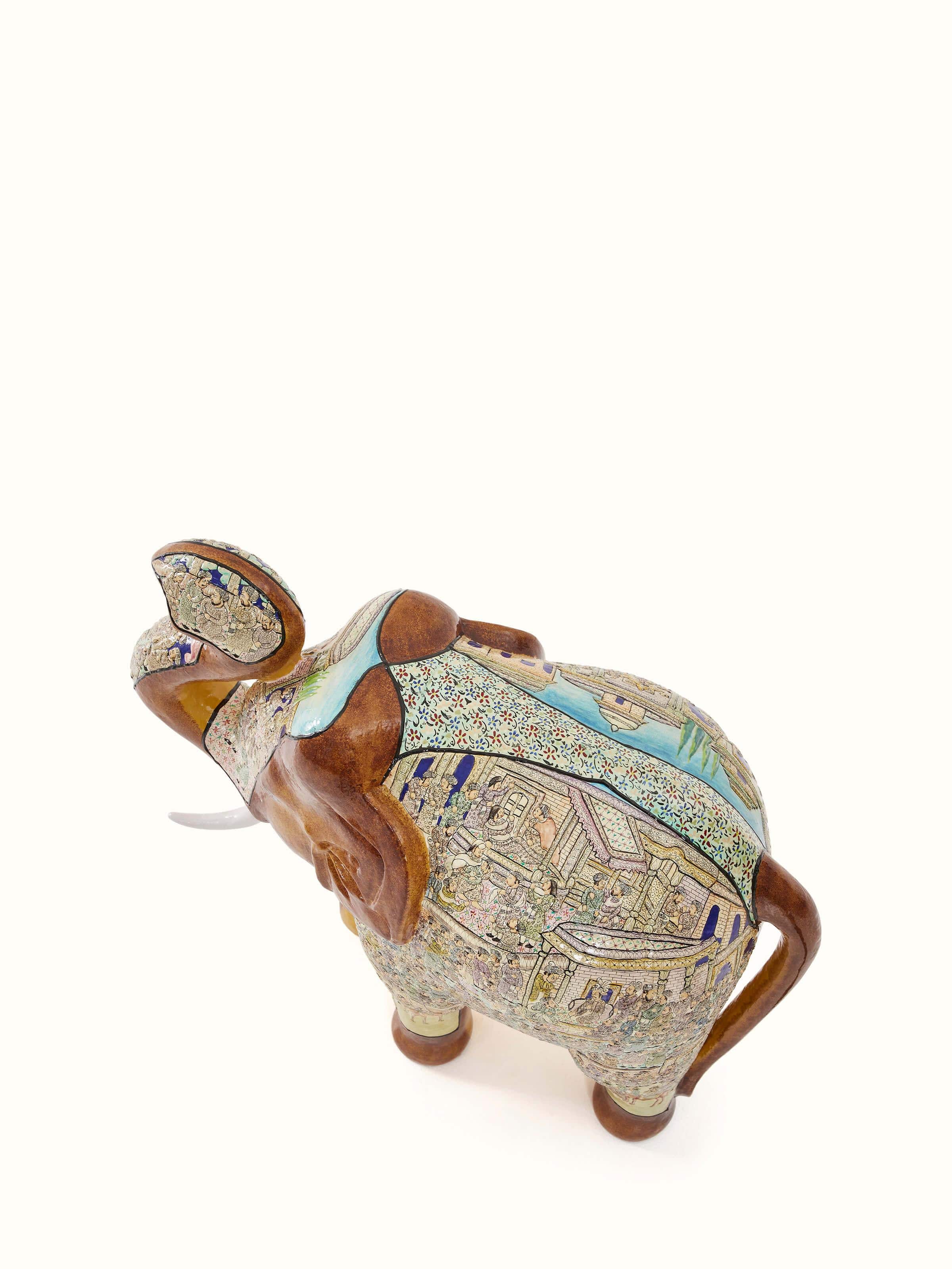 Side view of Malachite Inlaid Cutlery Set with White Marble Handle showcasing design details