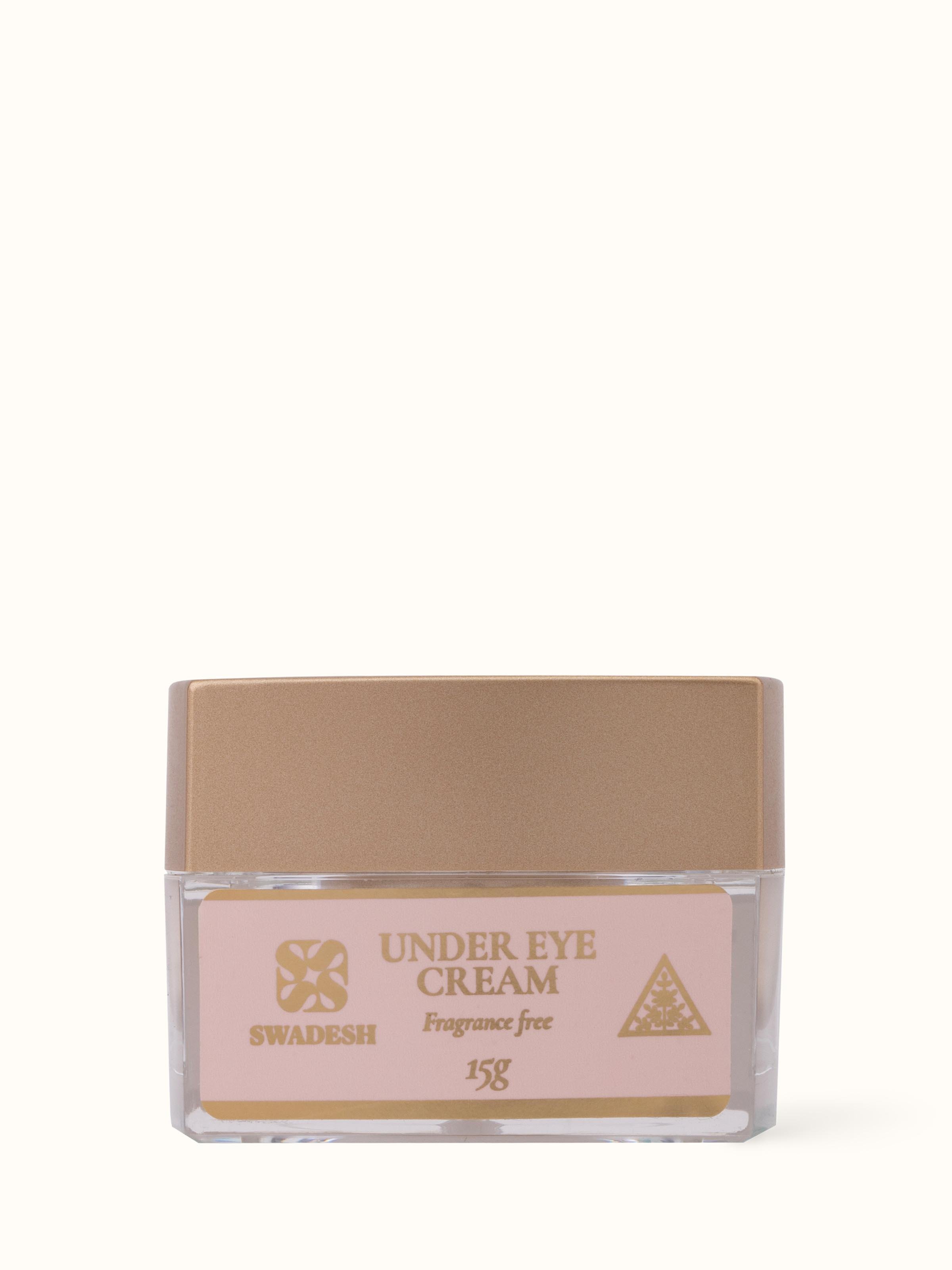 Front view of Under Eye Cream jar, featuring the product label and design.