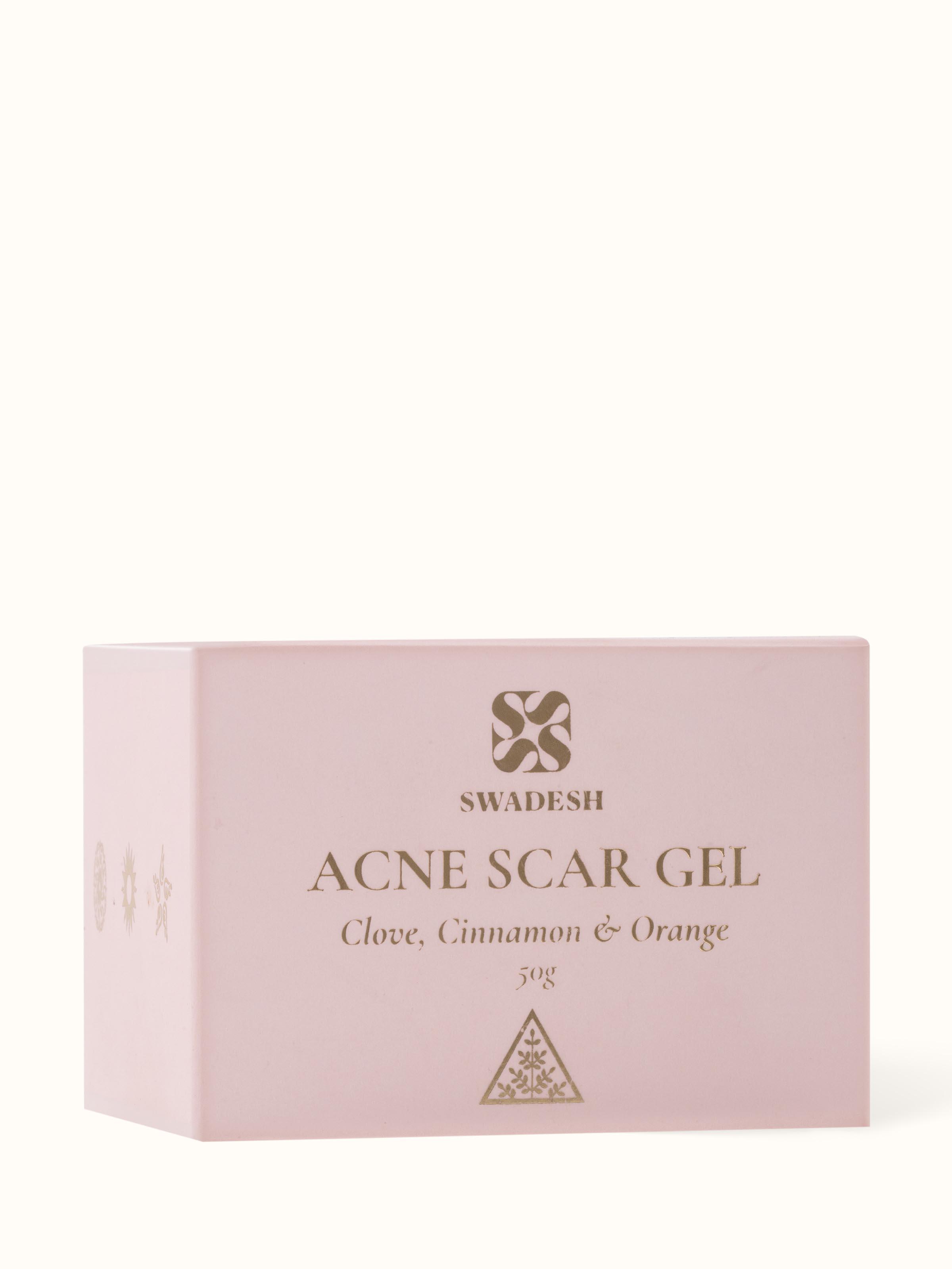 Top view of Acne Scar Gel Clove, Cinnamon & Orange showing the tube's cap and overall design.