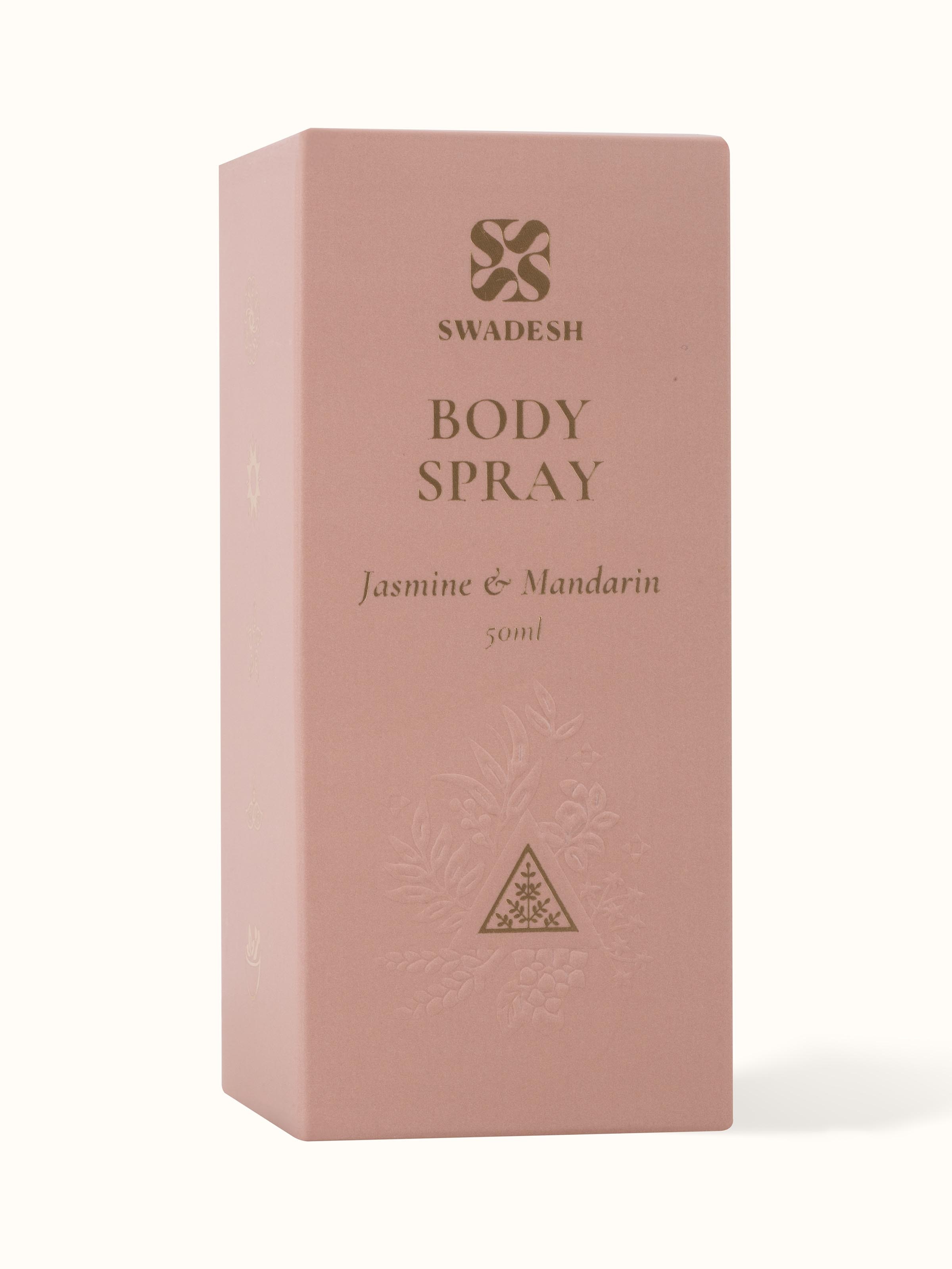 Detailed view of Body Spray Jasmine & Mandarin focusing on the spray mechanism and packaging quality.