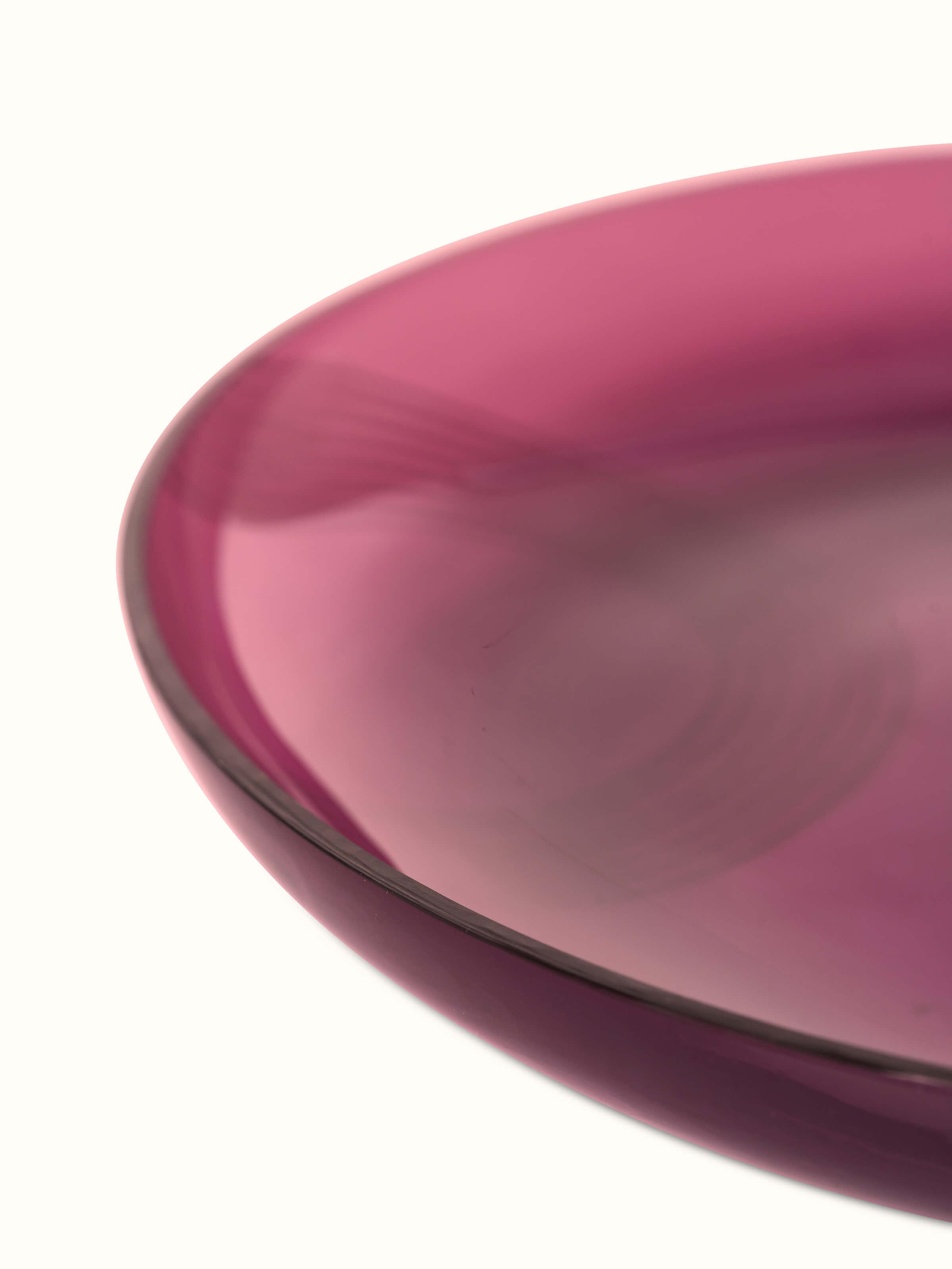 Close-up of Firozabadi Glass Dinner Plate (Purple) highlighting its texture.