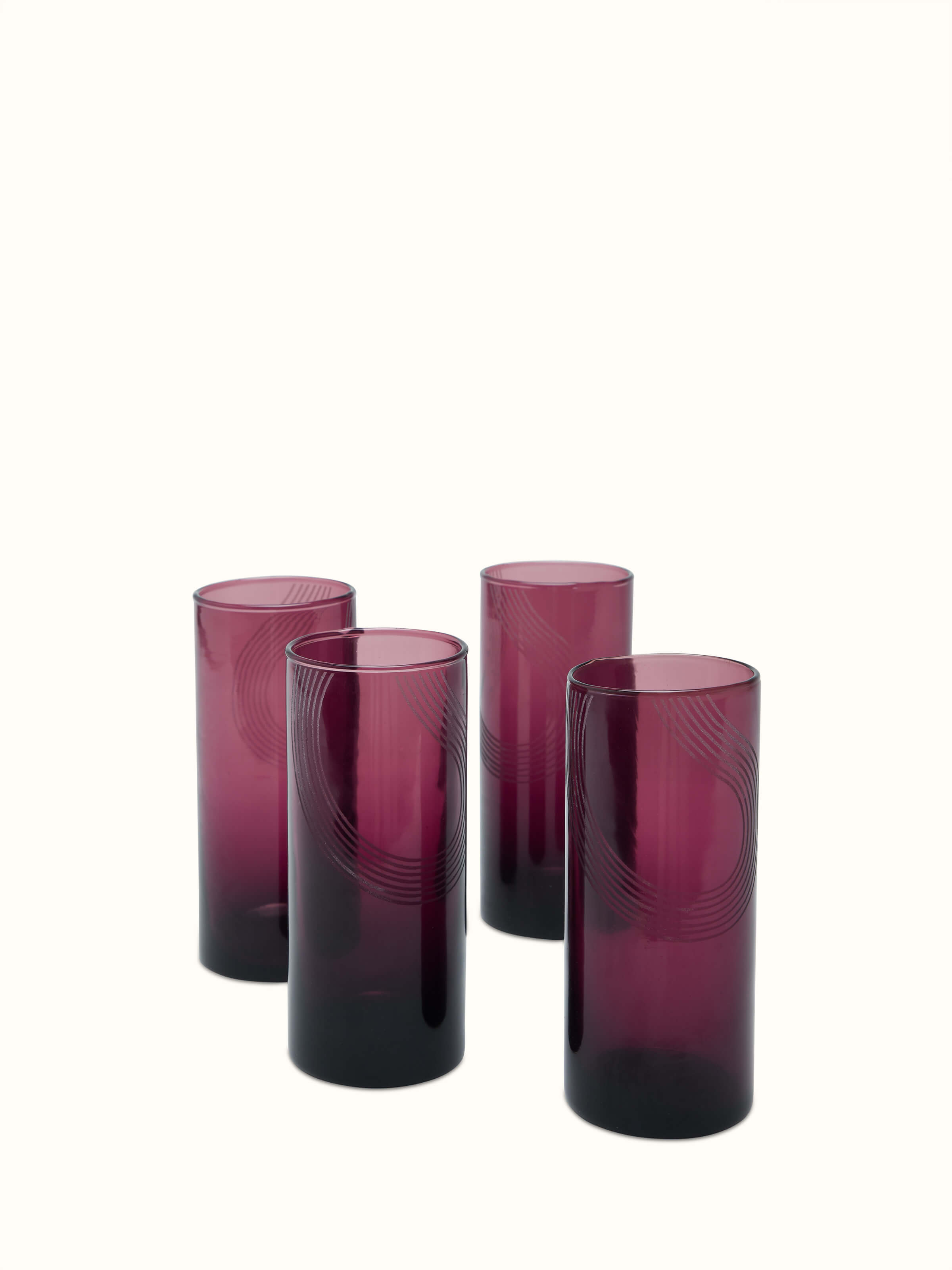 Close-up view of Firozabadi green water glasses set (4 pcs) highlighting texture