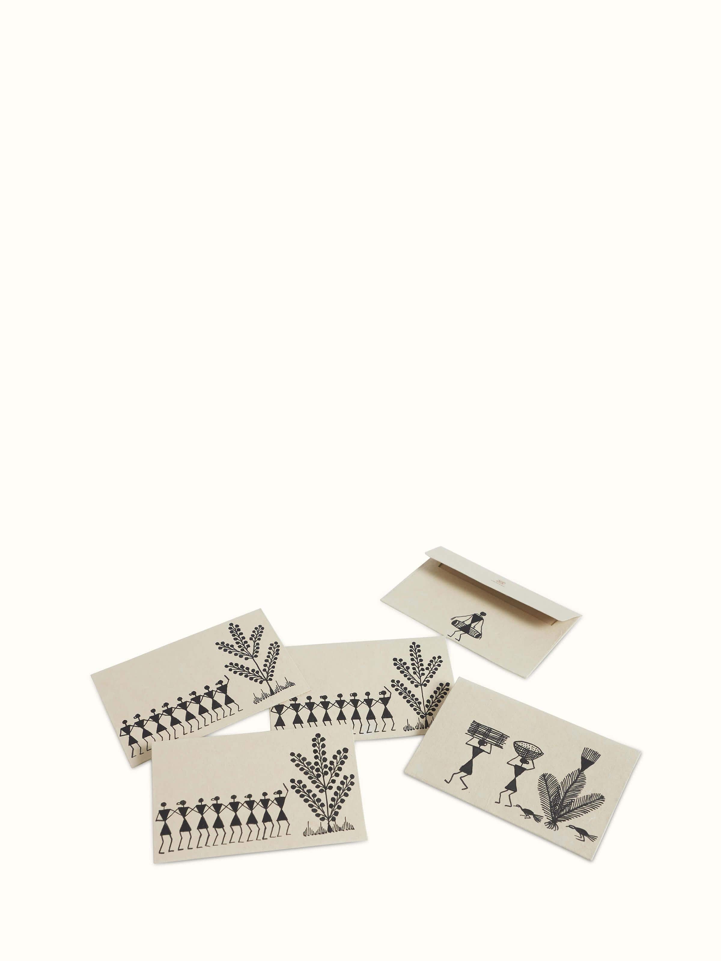 Front view of Warli Painted Paper Envelopes (2 pcs) showcasing traditional Warli art